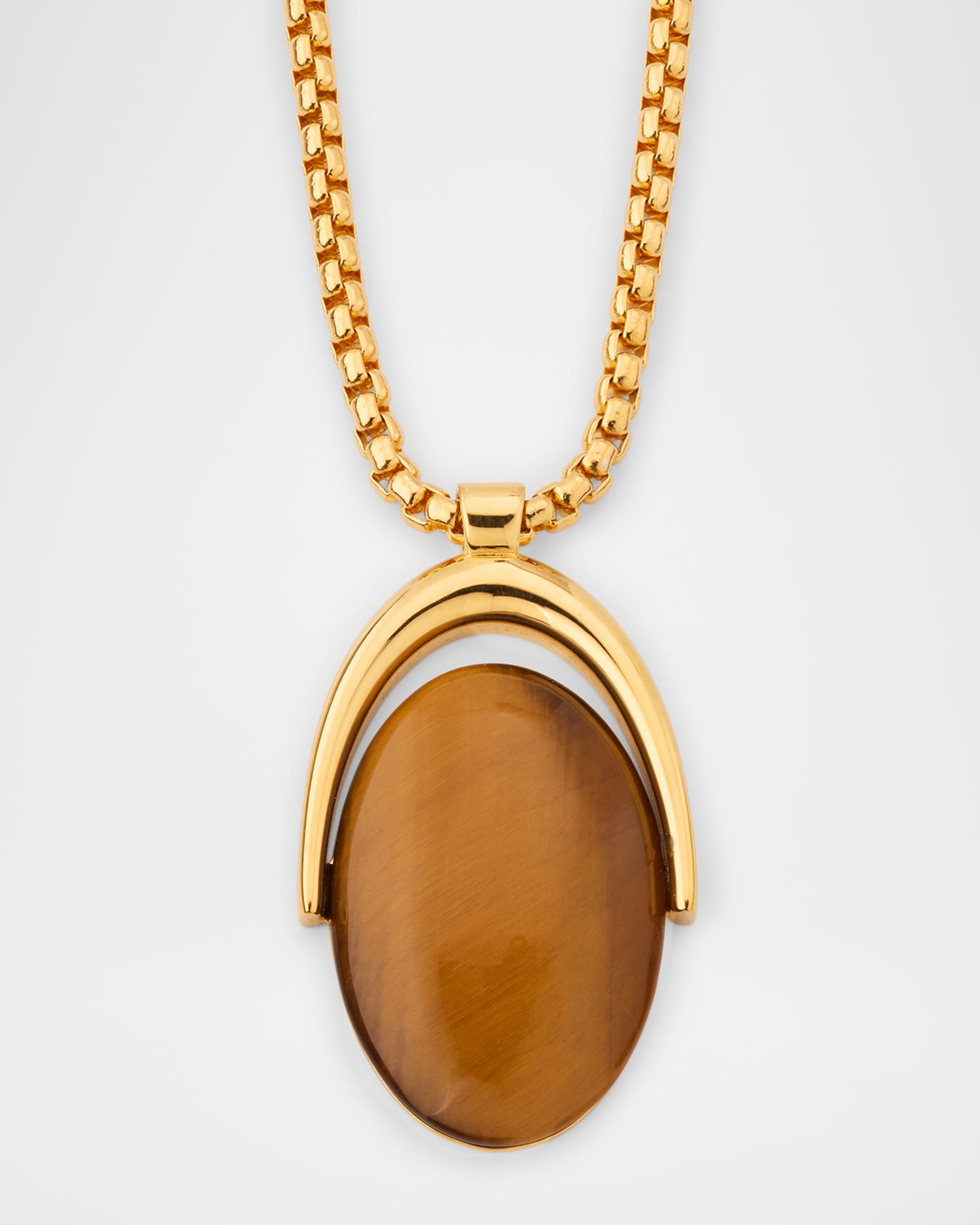 Brass Tiger-Eye Pendant Necklace 0
