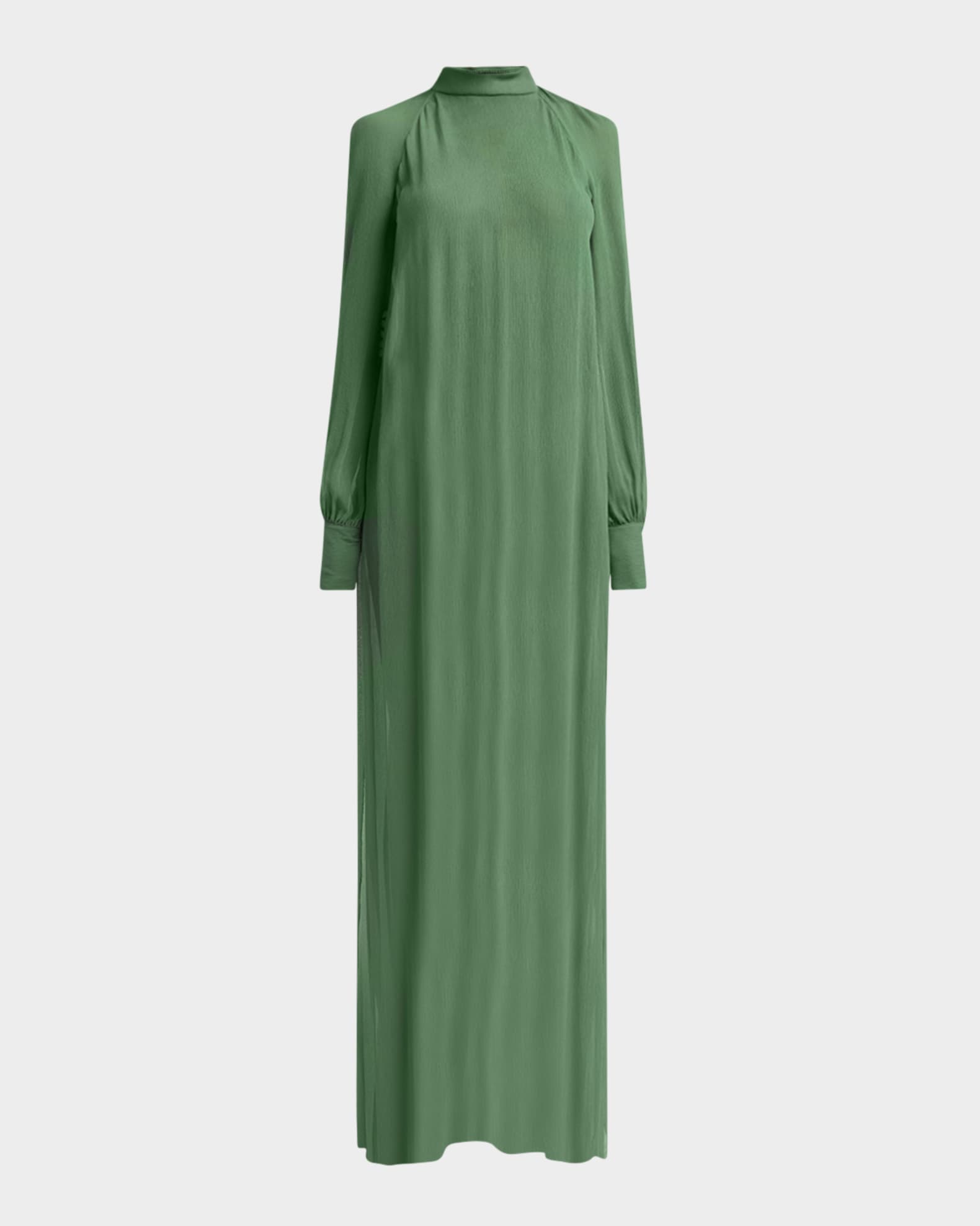 Silk Crepon Mock-Neck Long Tunic 0