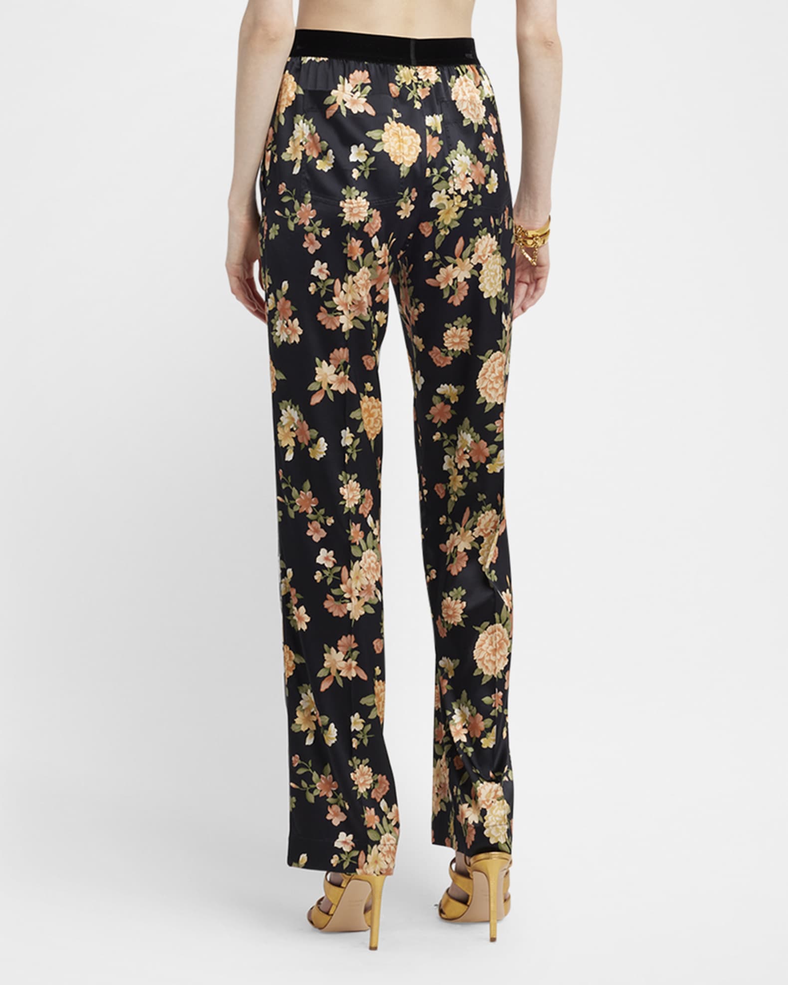 パンツ TOM FORD FW25 LOGO BAND PIJAMA PANT (PAW397FAX881 IG606) TOM FORD Logo-Band Hendrix Floral Stretch Silk Pajama Pants