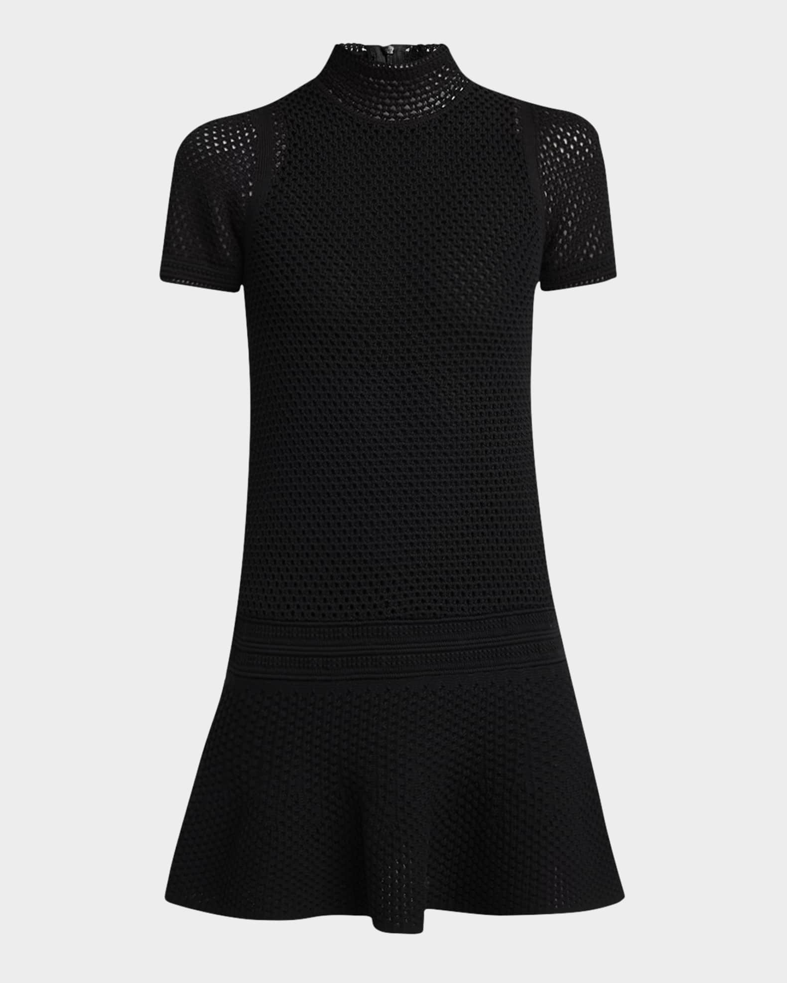 Crochet Knit Fit-&-Flare Mini Dress 0