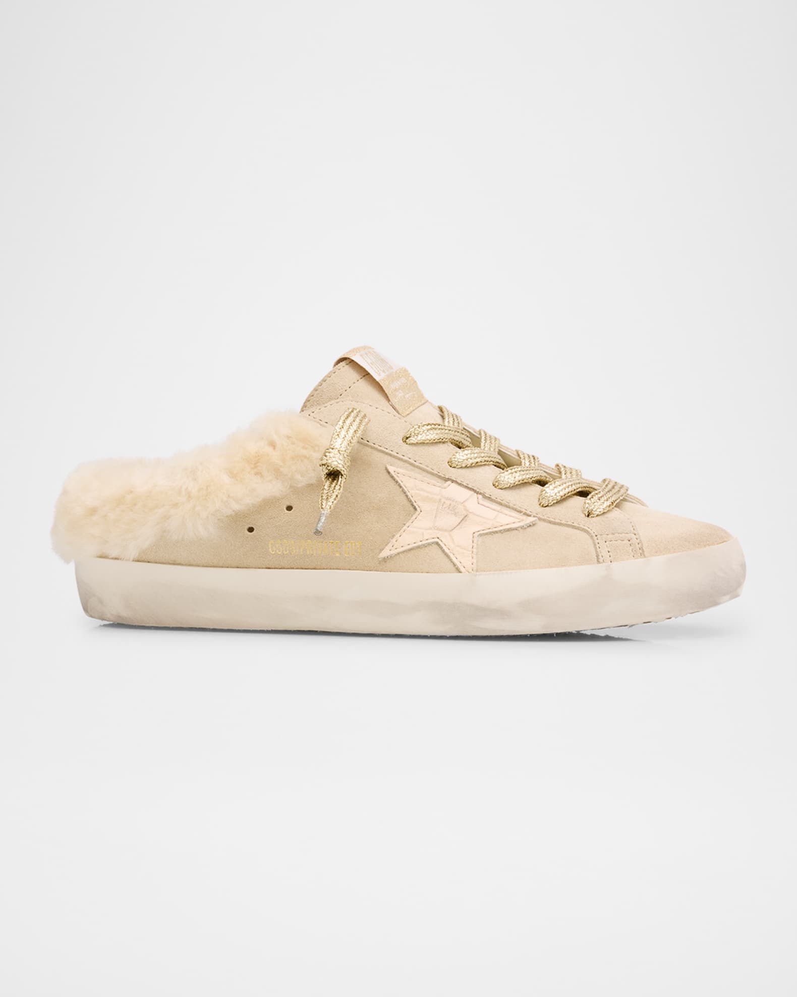 Golden Goose Superstar Sabot Suede Shearling Slide Sneakers