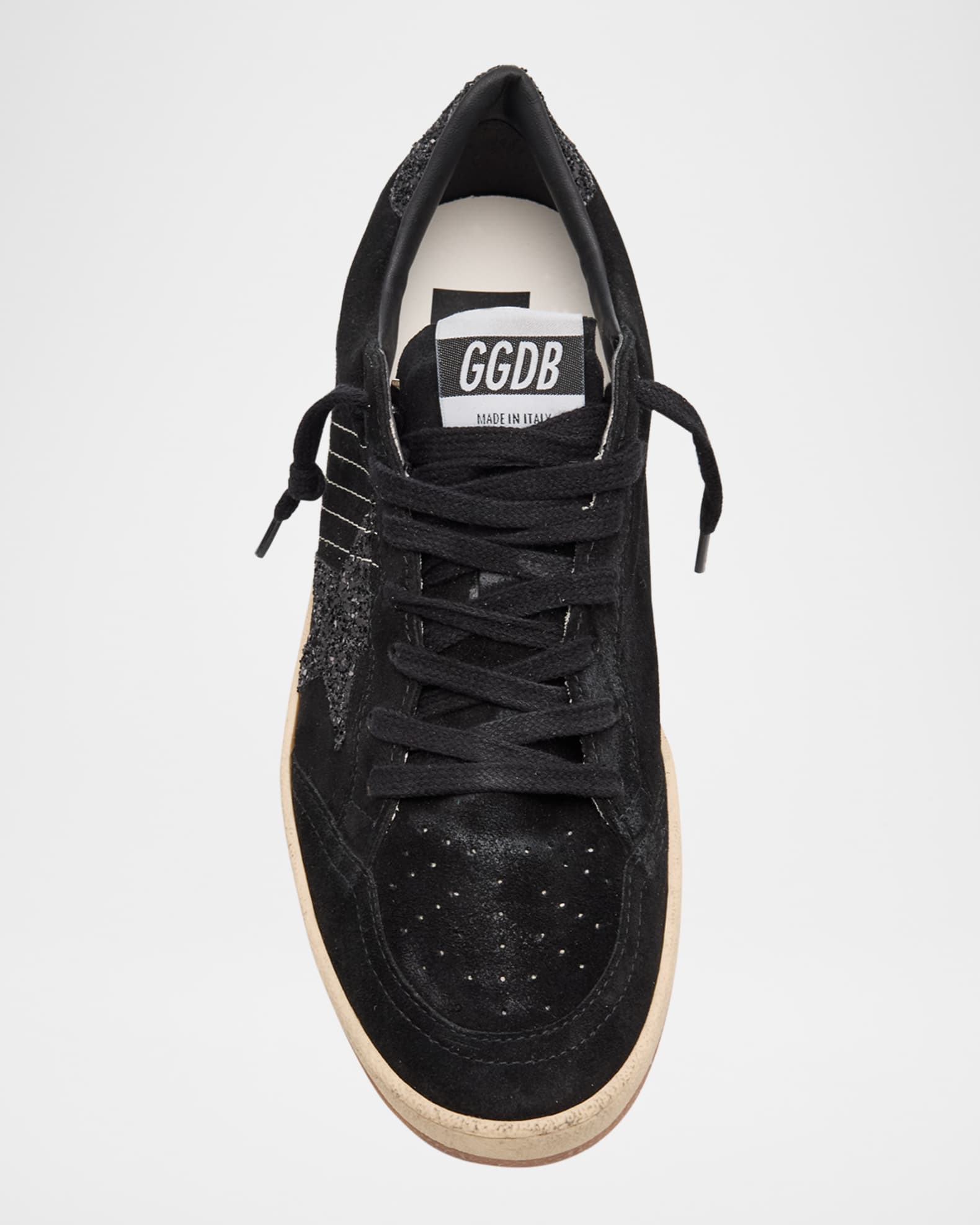 シューズ・サンダルその他 Golden  Ball Star sneakers black in suede and glitter Golden Goose Ballstar Suede Glitter Low-Top Sneakers