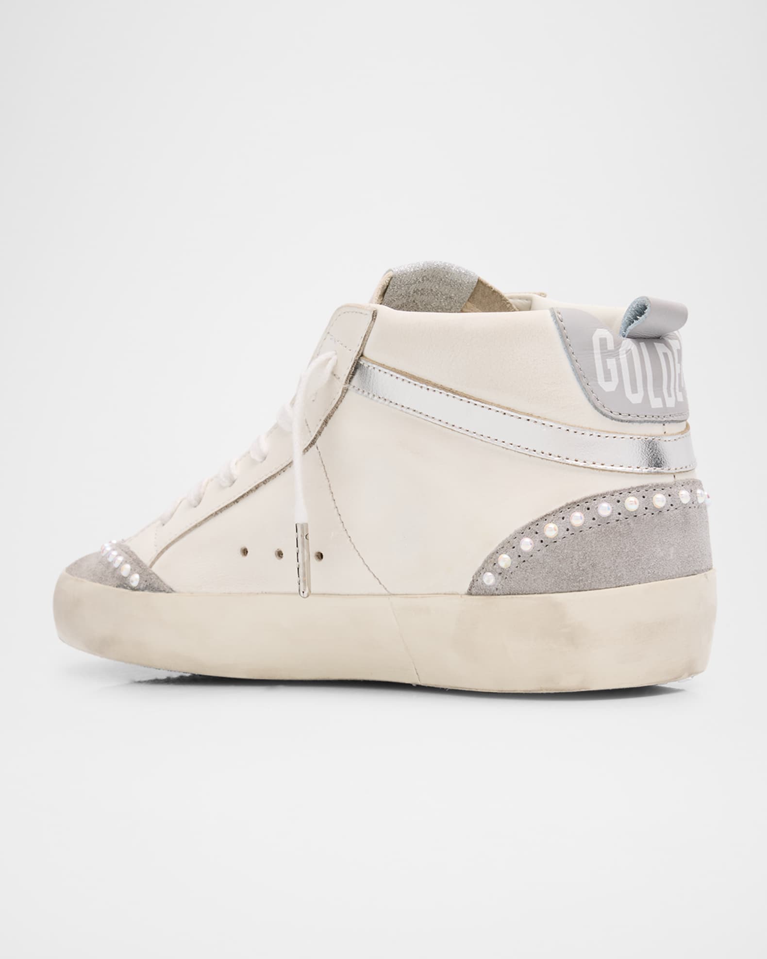 GOLDEN  MIDSTAR 37 ホワイト/グレー Women's Mid Star with laminated heel tab and glitter laces