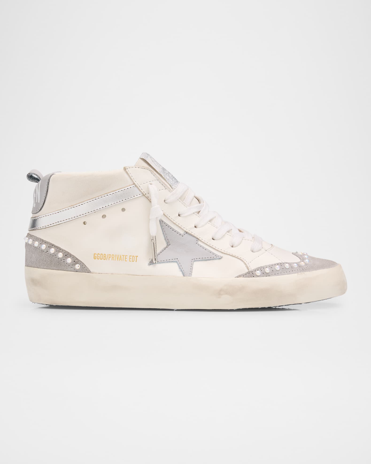 Midstar Mixed Leather Pearly Mid-Top Sneakers 0