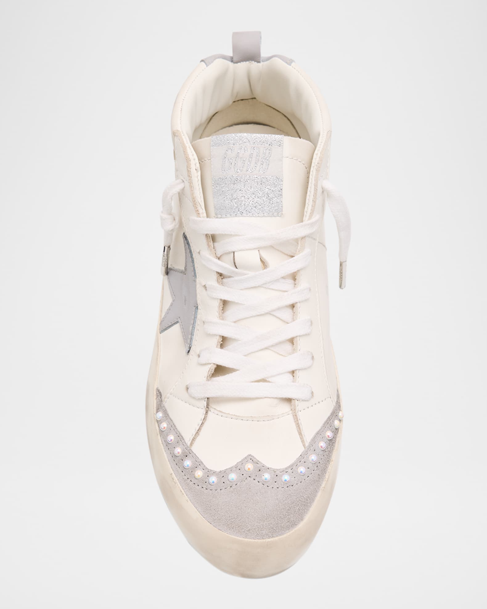Golden Goose Midstar Mixed Leather Pearly Mid-Top Sneakers