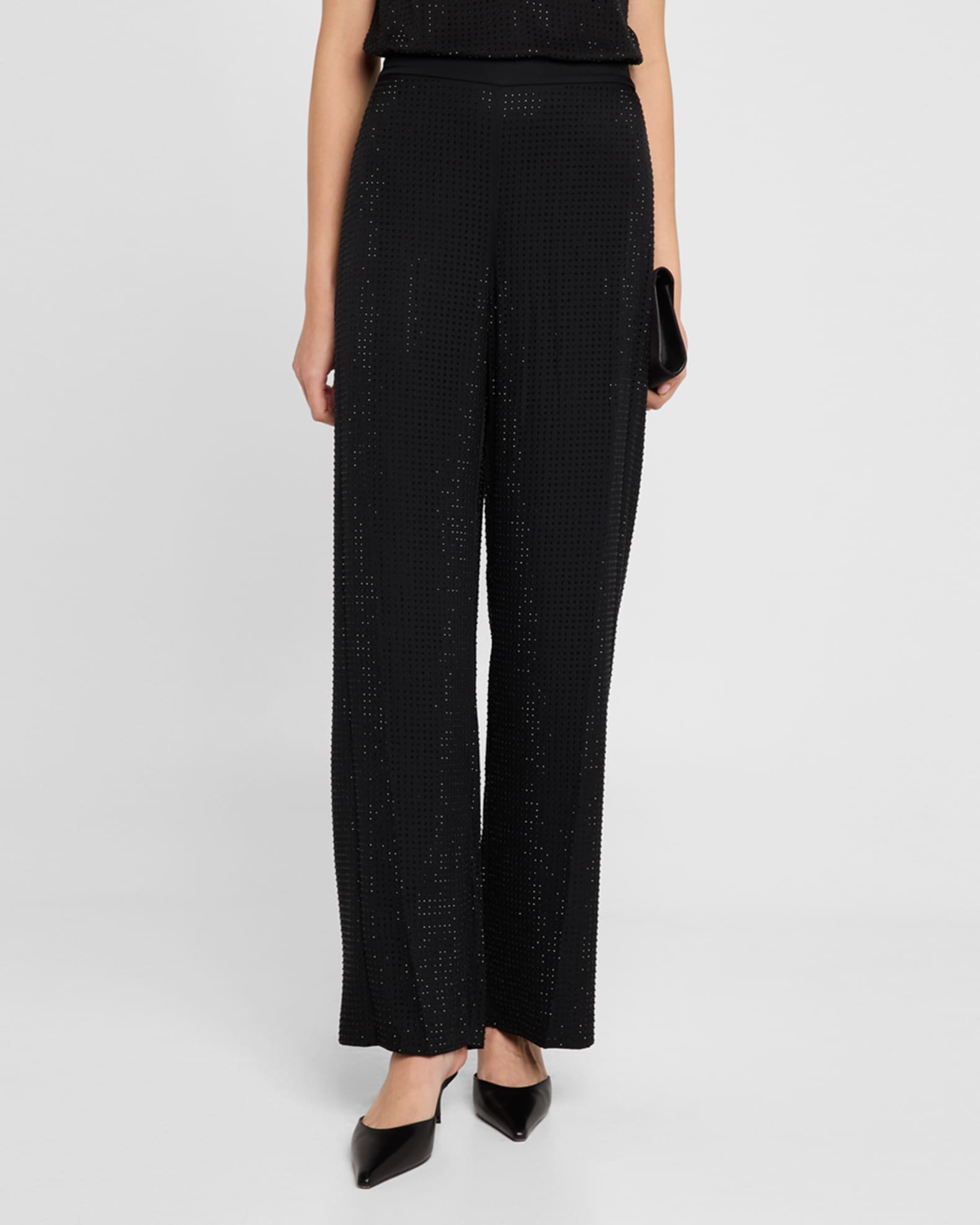 Davi & Dani Rhinestone Drawstring Wide Leg Pants