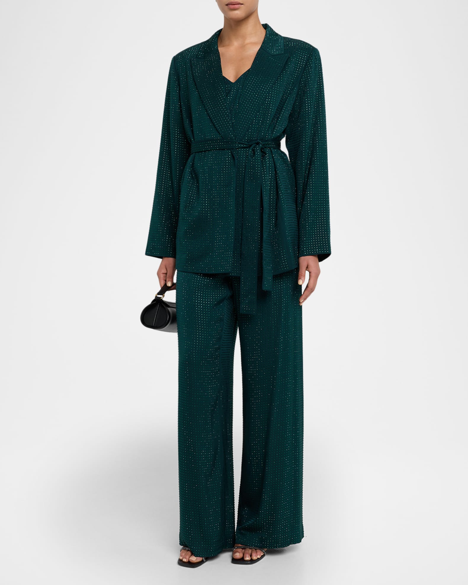 Rhinestone Detail Wide-Leg Trousers