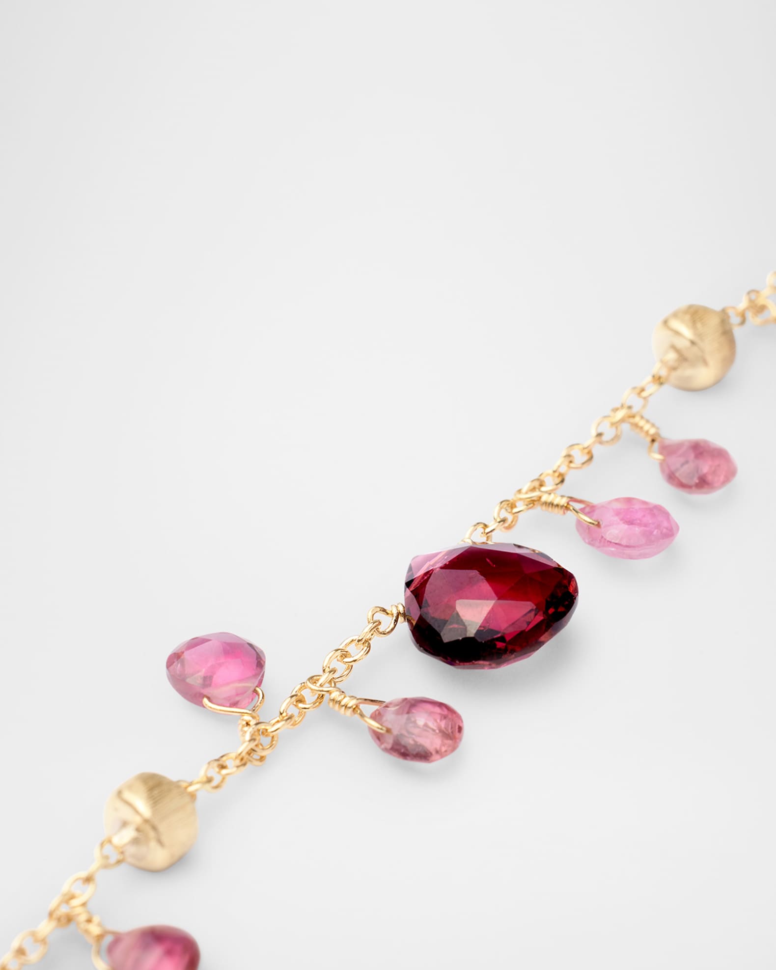 18K Yellow Gold Pink Tourmaline Single-Strand Bracelet 1