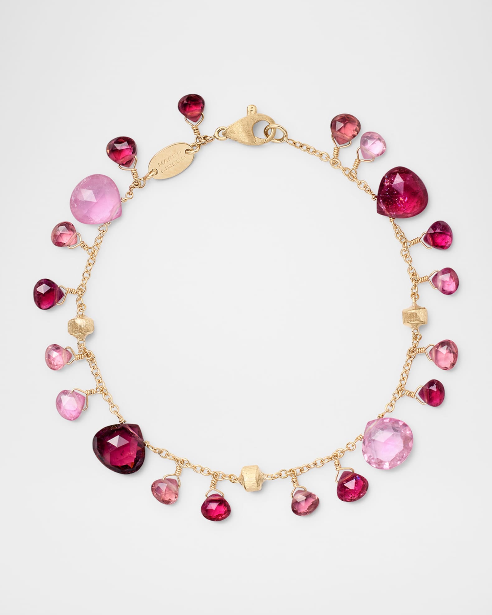 18K Yellow Gold Pink Tourmaline Single-Strand Bracelet 0
