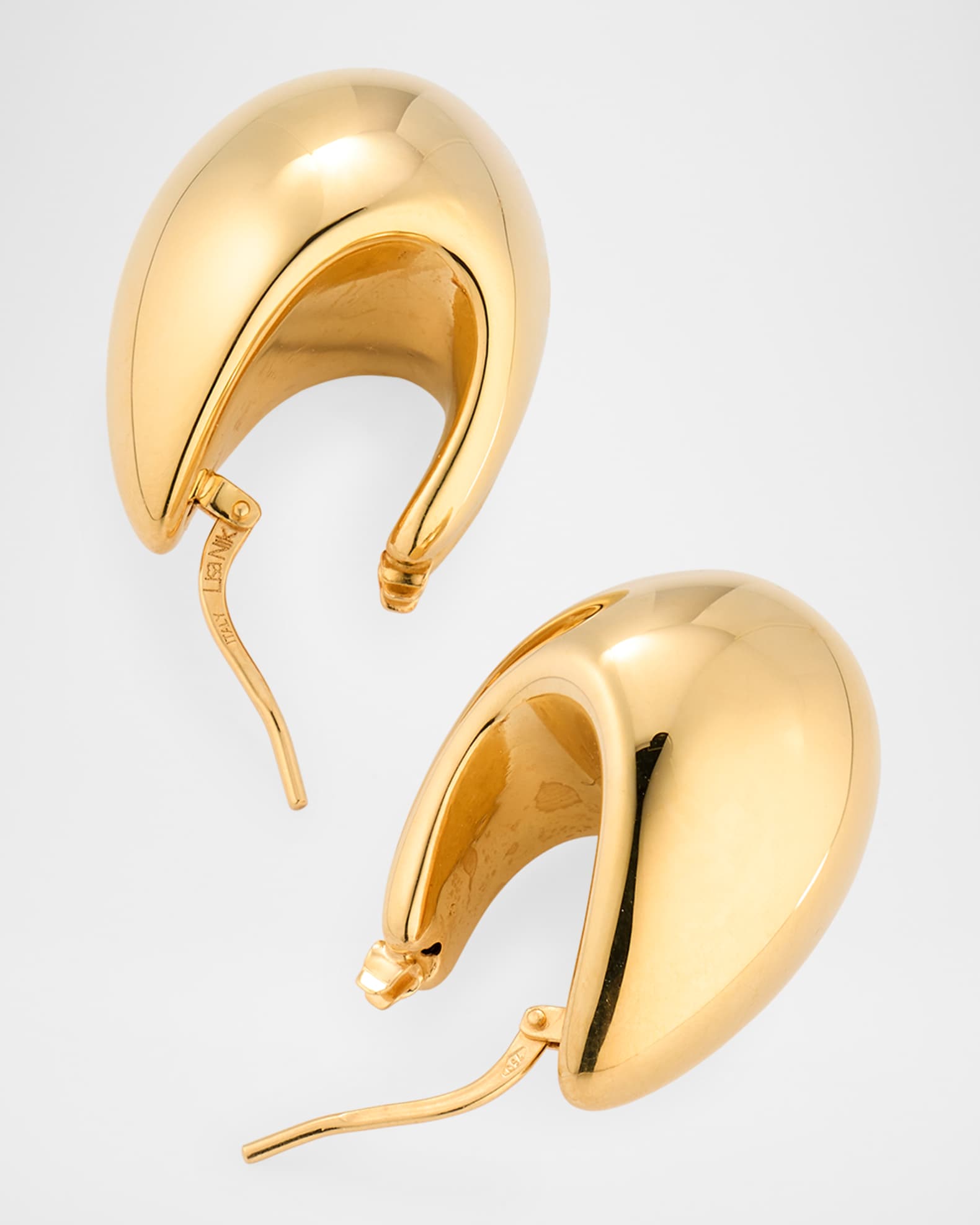 Lisa Nik Golden Dreams 18K Yellow Gold Pear-Shape Puff Hoop Earrings ...