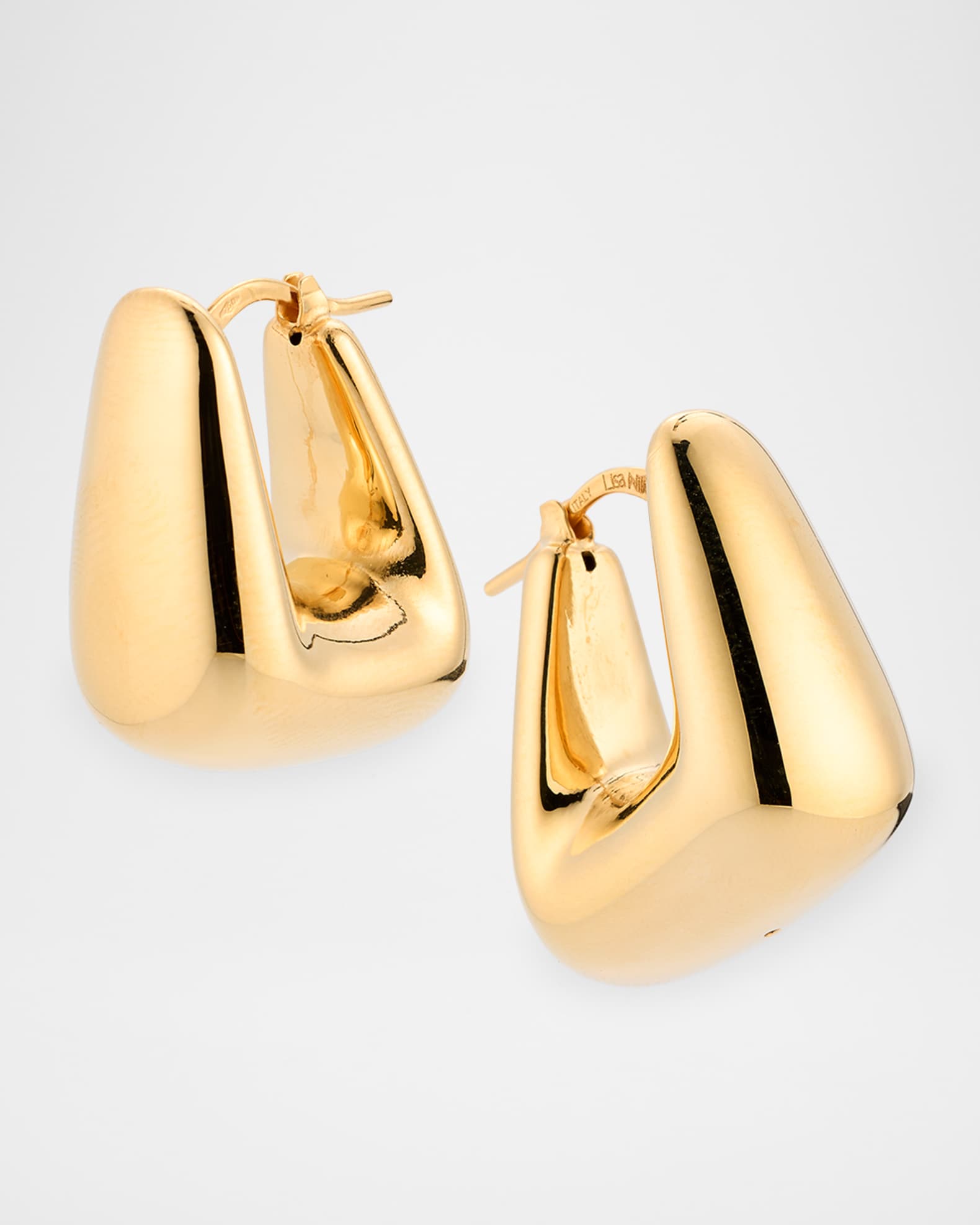 Golden Dreams 18K Yellow Gold Squared Puff Hoop Earrings 0