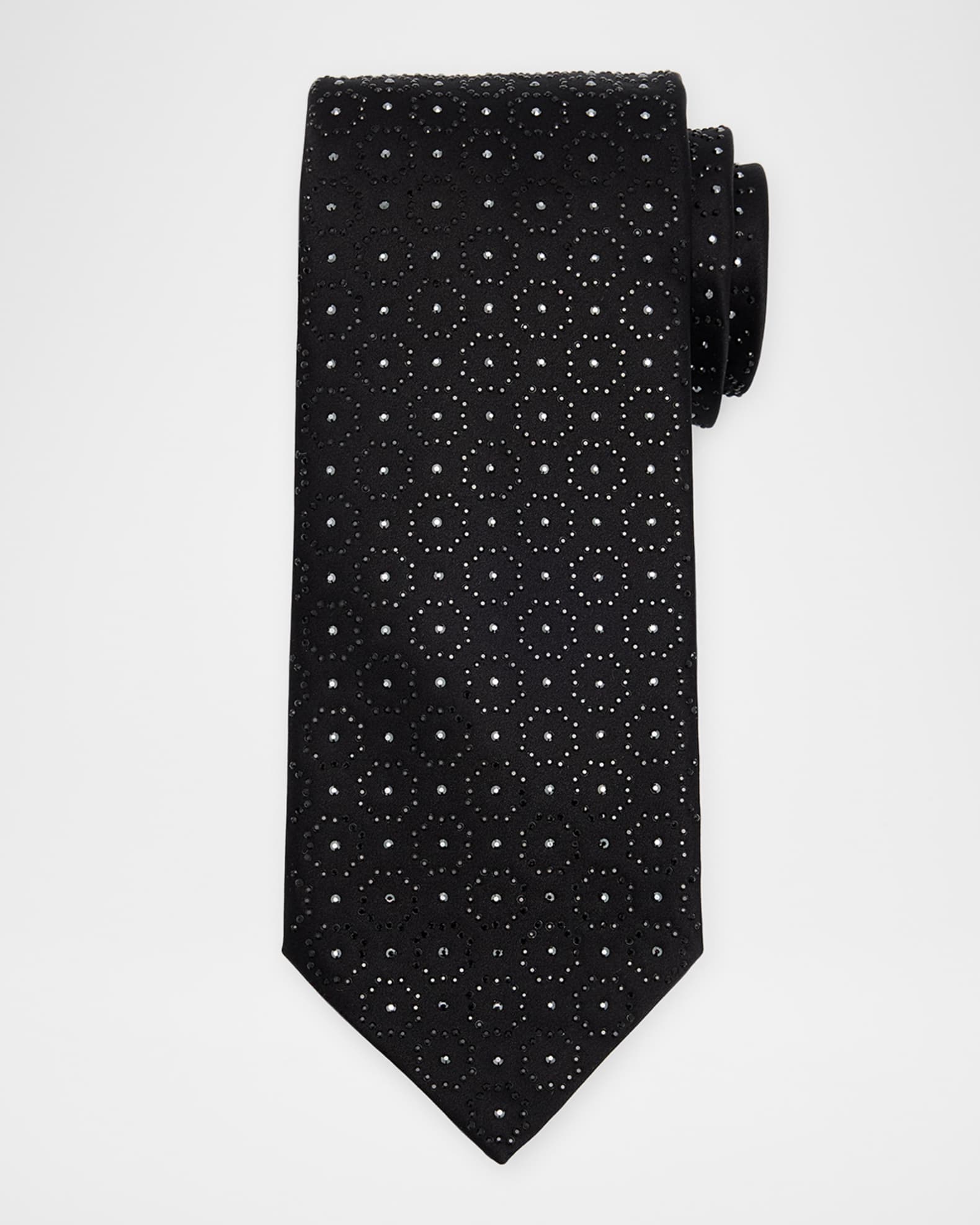 Men's Crystal-Embellished Geometric Silk Tie 0