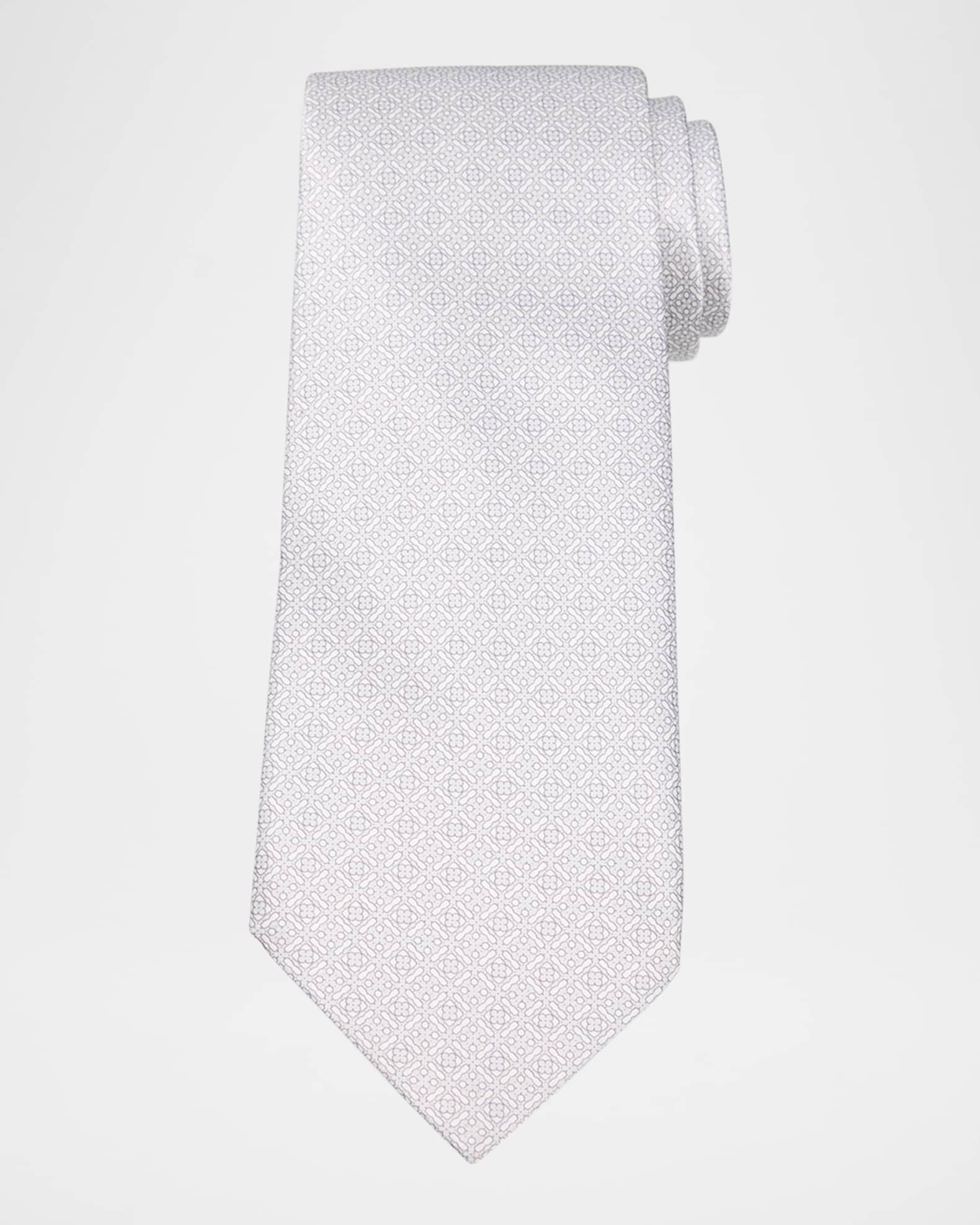 Men's Tonal Geometric Silk Tie 0