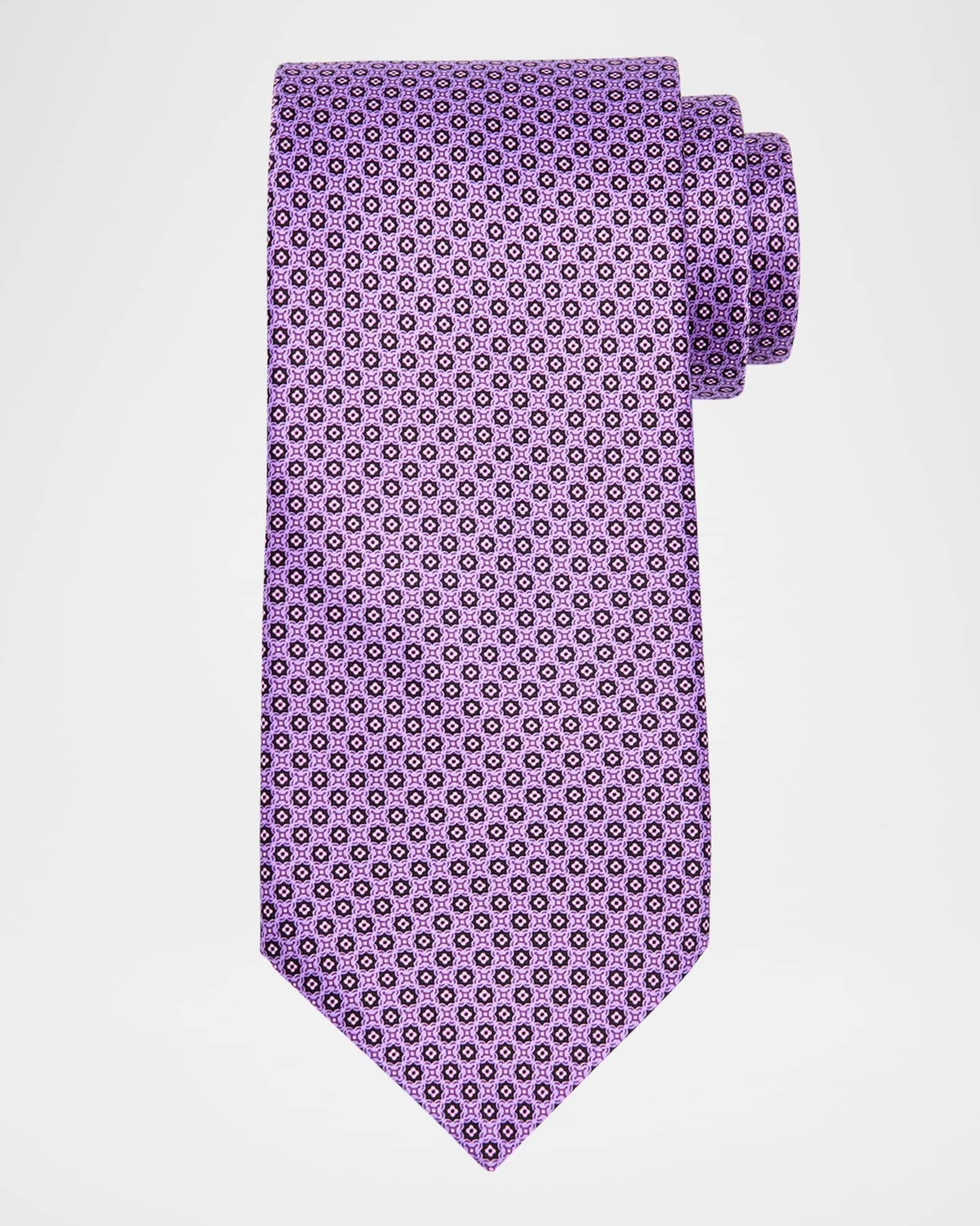 Men's Micro-Geometric Silk Tie 0