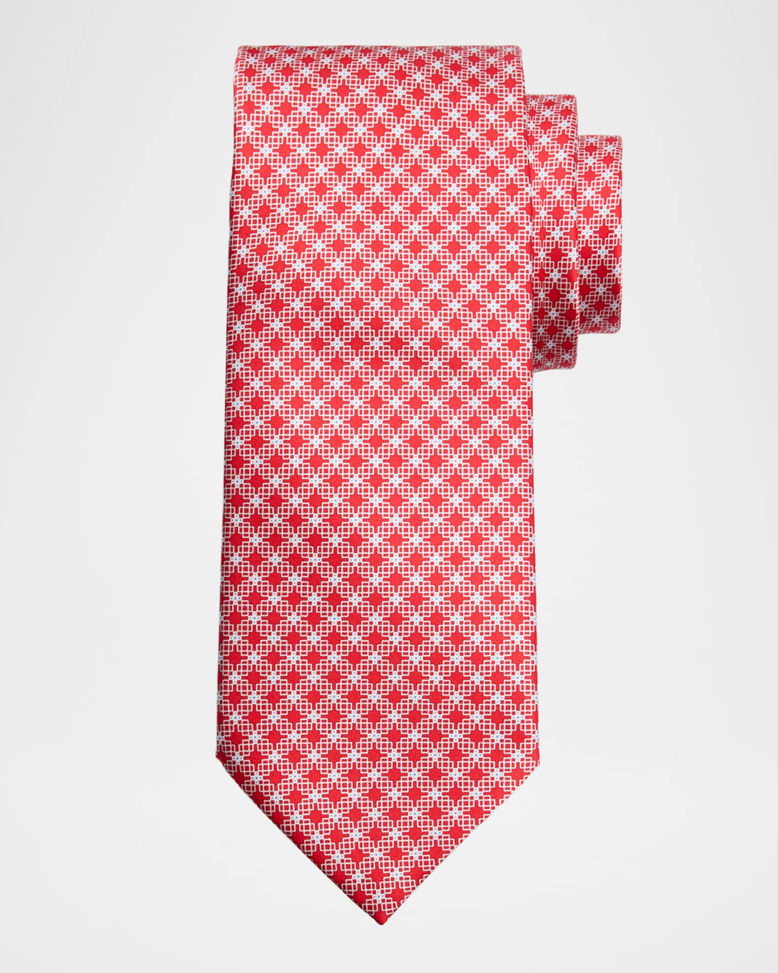 Men's Geometric Check Silk Tie 0