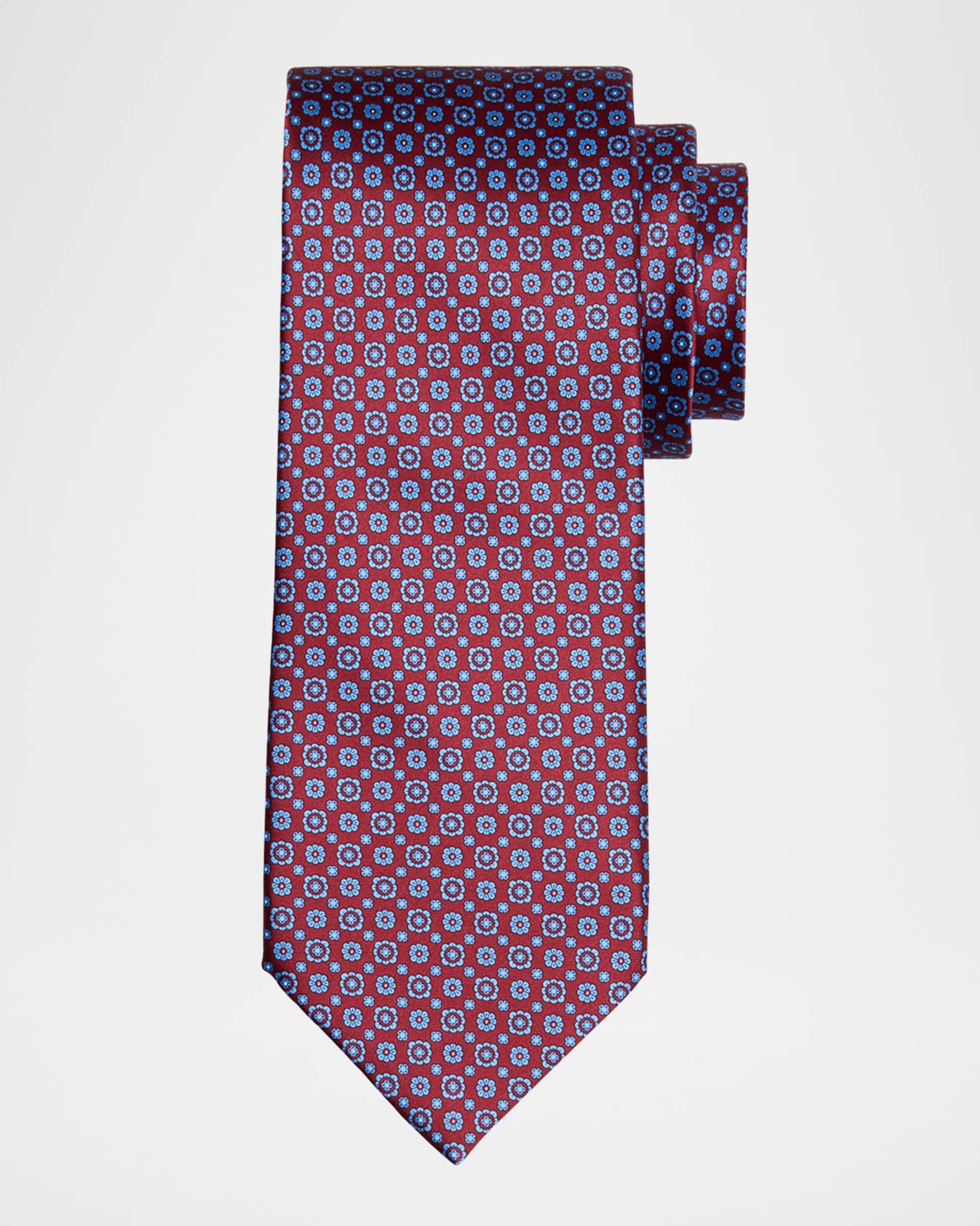 Men's Micro-Floral Silk Tie 0