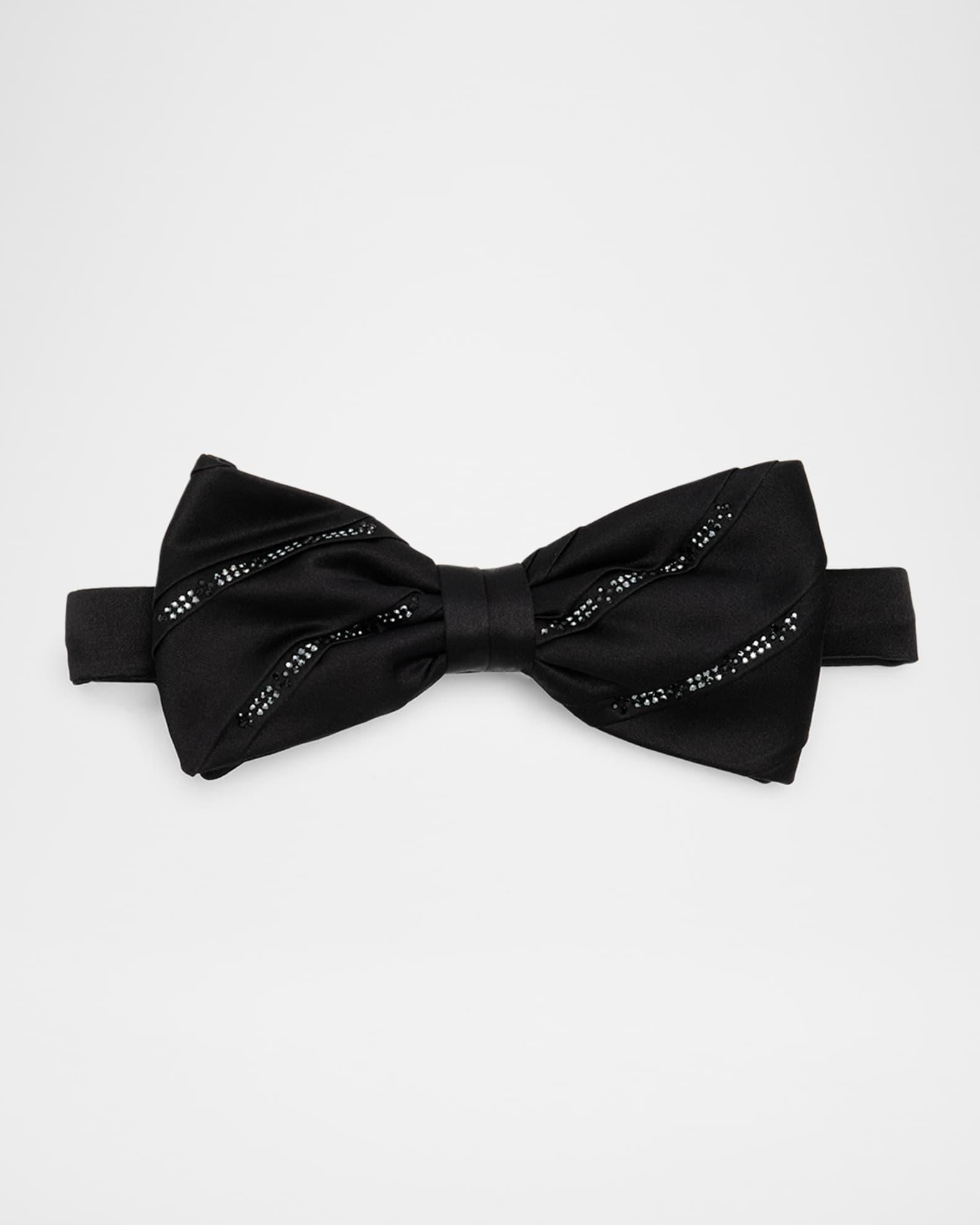 Men's Pleated Silk Bow Tie with Crystals 0