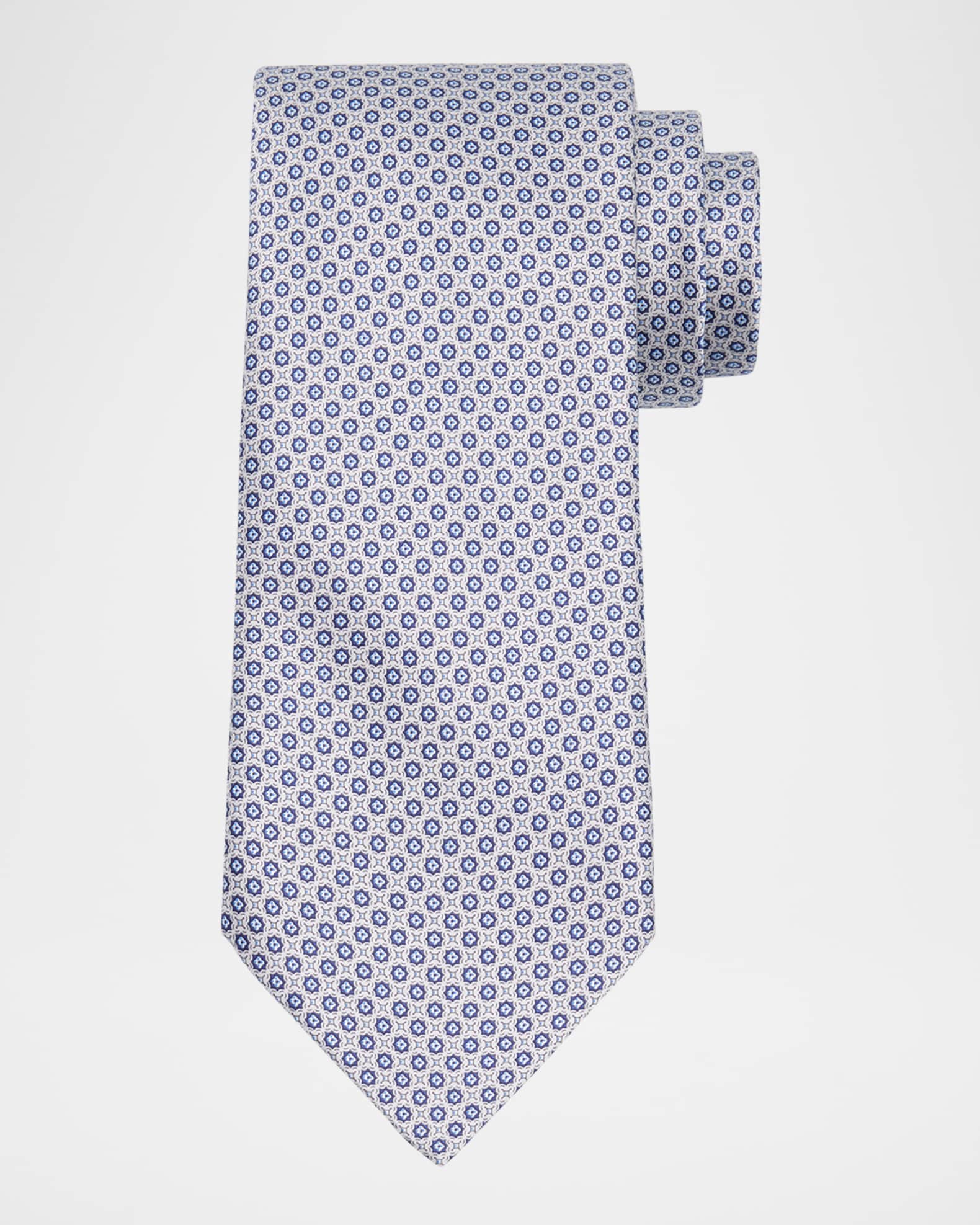 Men's Micro-Geometric Jacquard Silk Tie 0