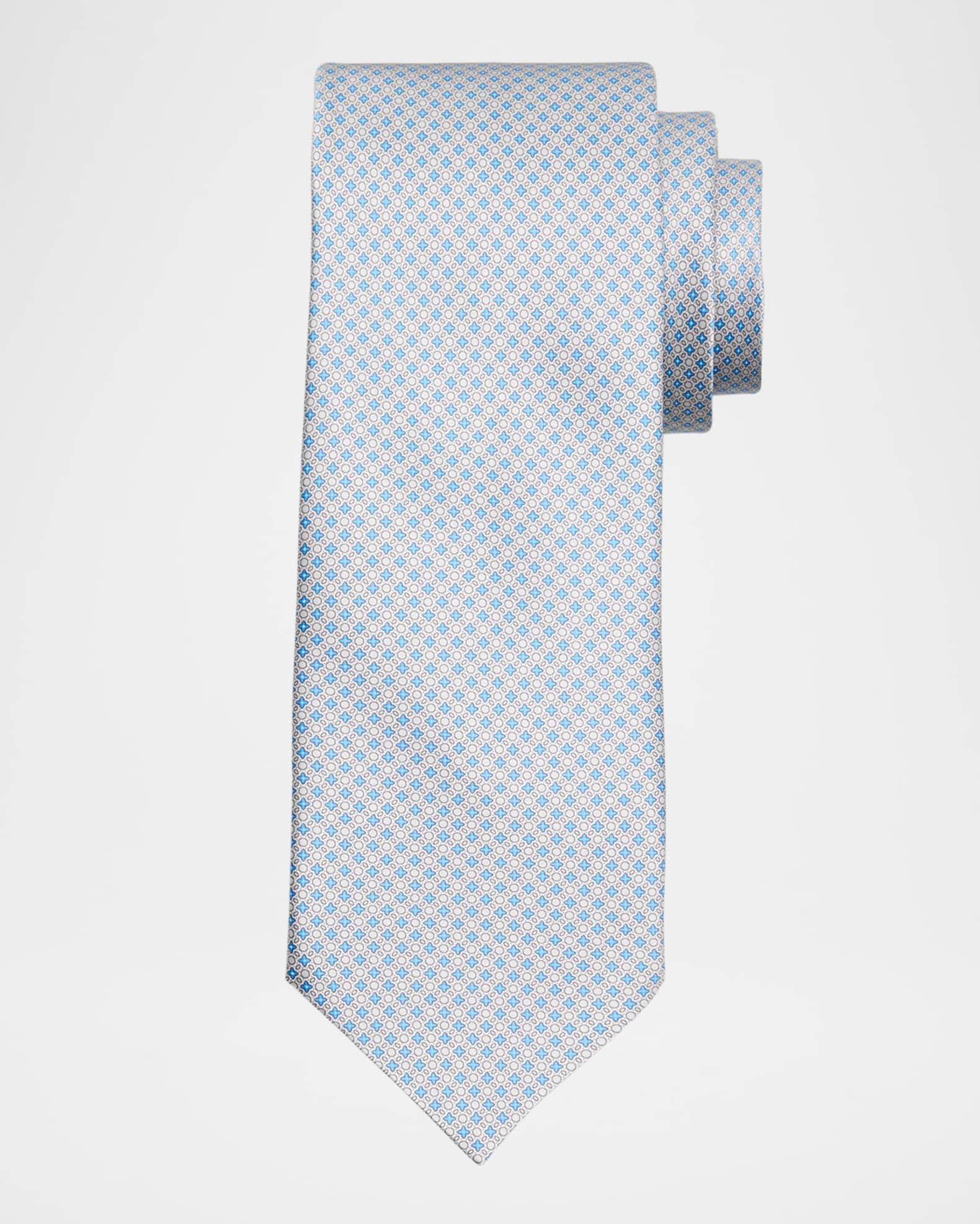 Men's Micro-Geometric Silk Tie 0