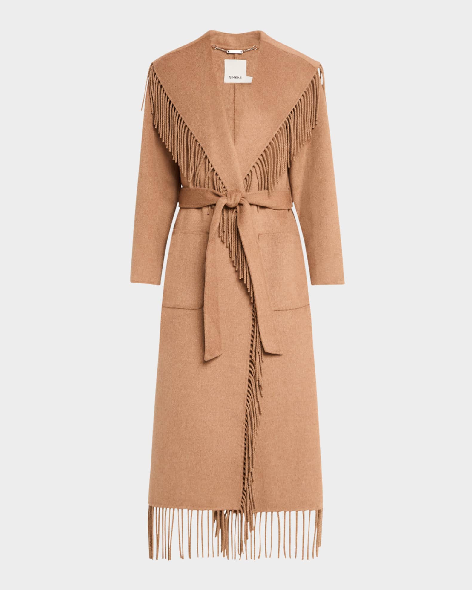 Carrie Belted Fringe Robe Coat 0