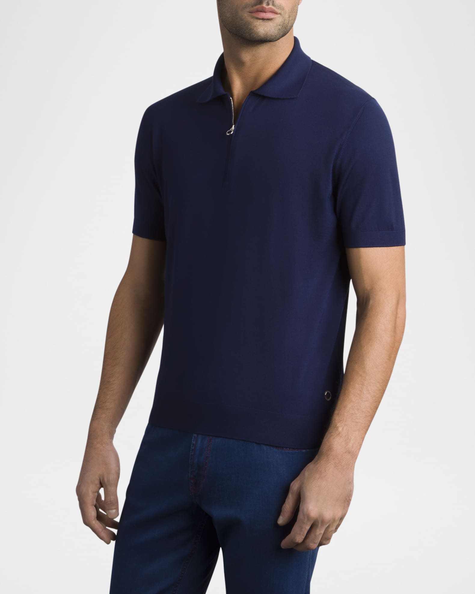 Men's Quarter-Zip Short-Sleeve Polo Sweater 1