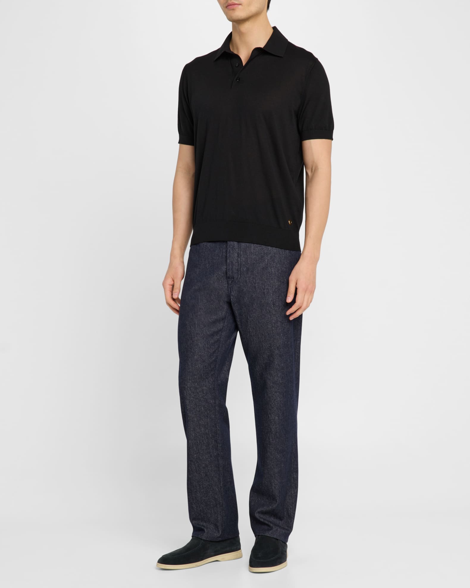 Men's Knit Short-Sleeve Polo Sweater 1