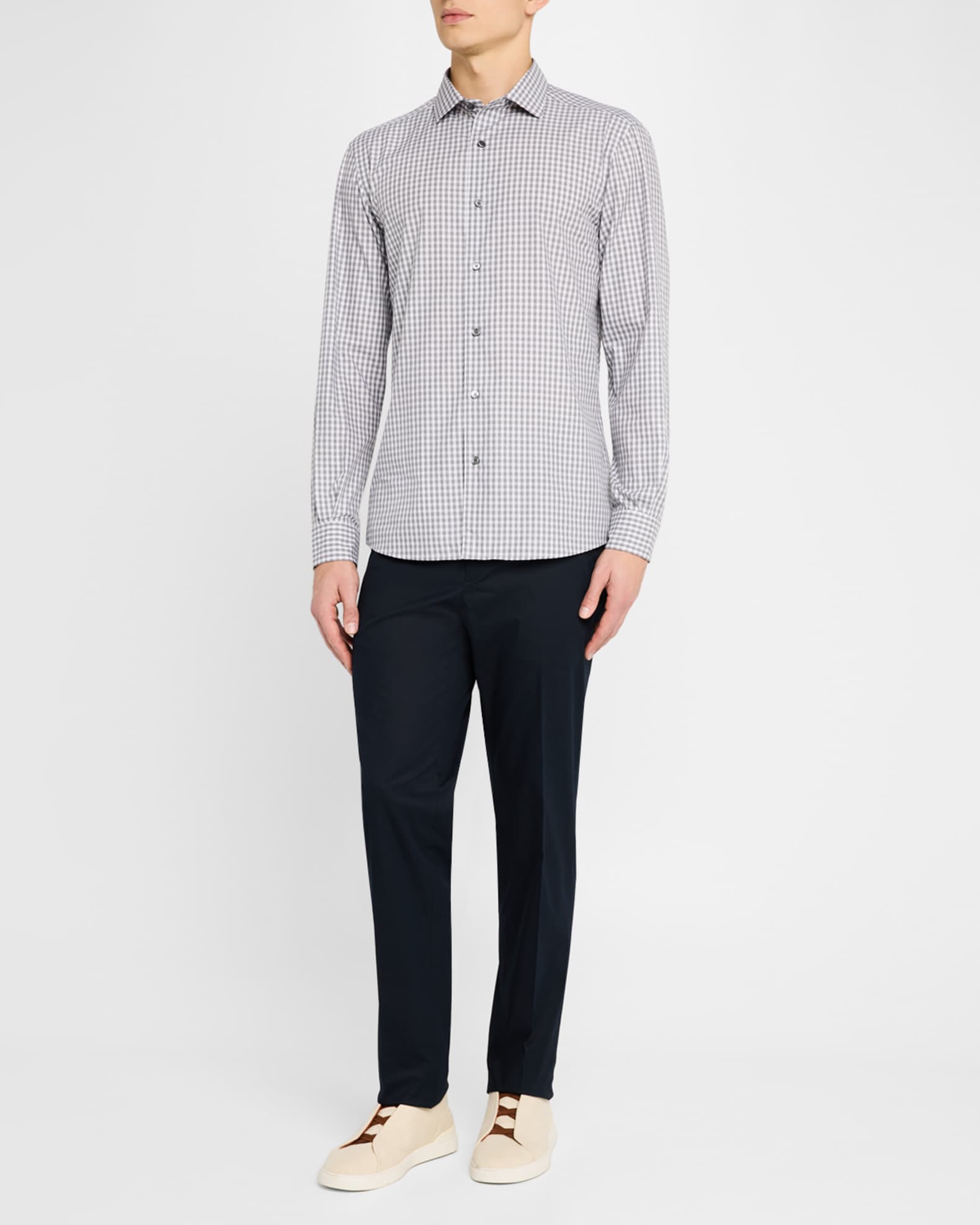 シャツ ZEGNA Men Shirt Grey UFV22A9SOT6B N07 Ermenegildo Zegna Shirt Mens Extra Large Gray Stripe Long