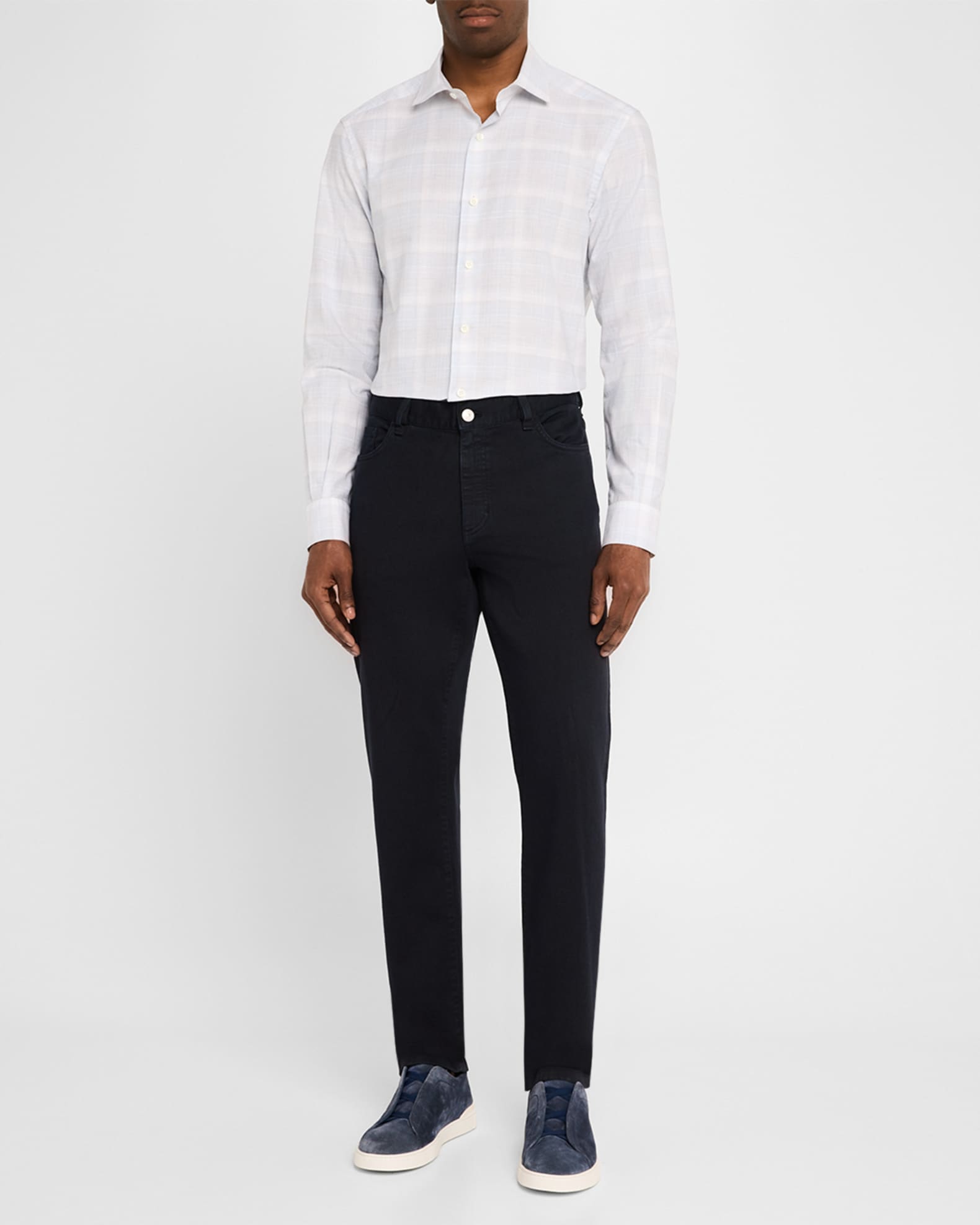 Men's Cotton Macro-Check Sport Shirt - Thumbnail 2