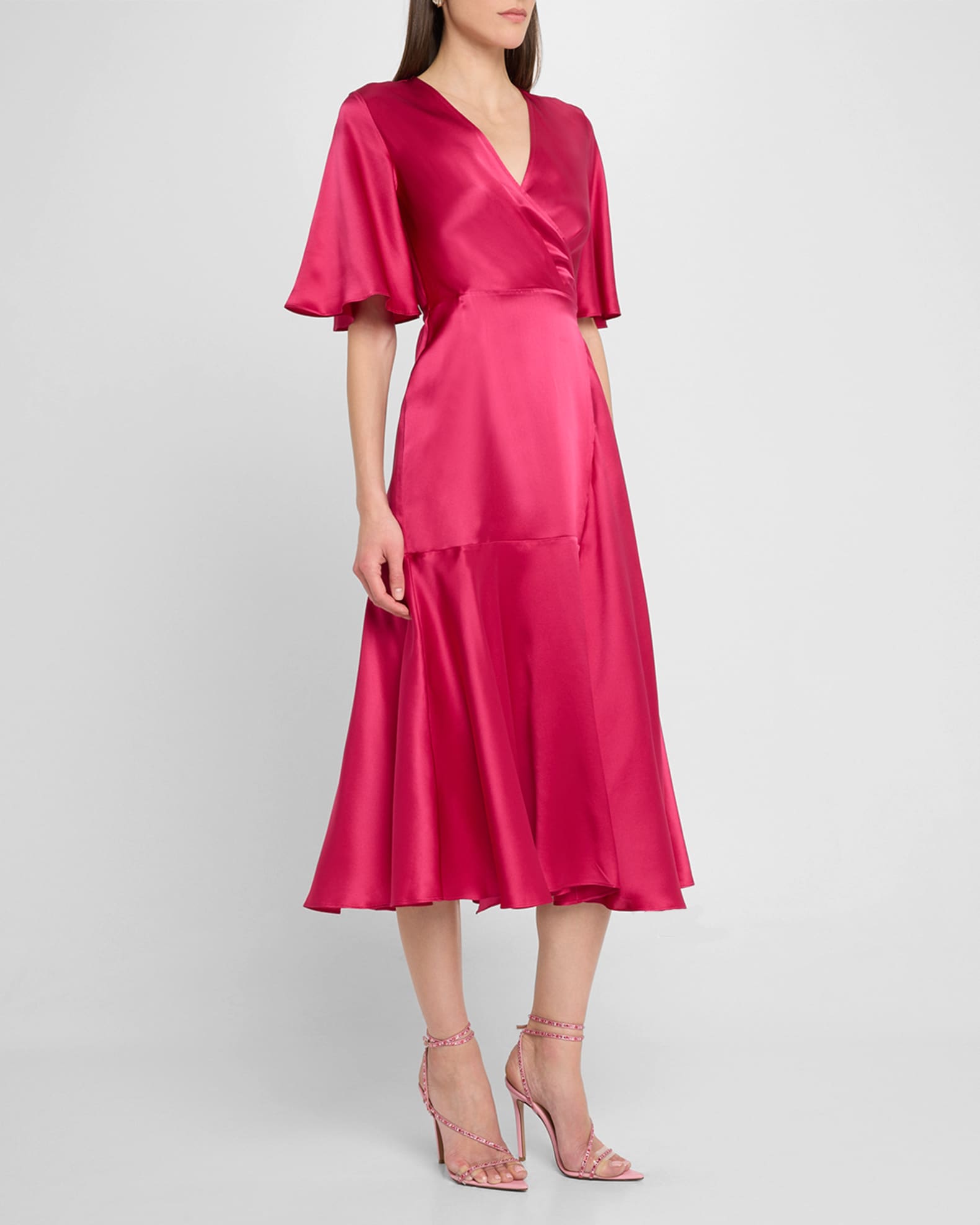Lilibet Silk Satin Midi Wrap Dress 1