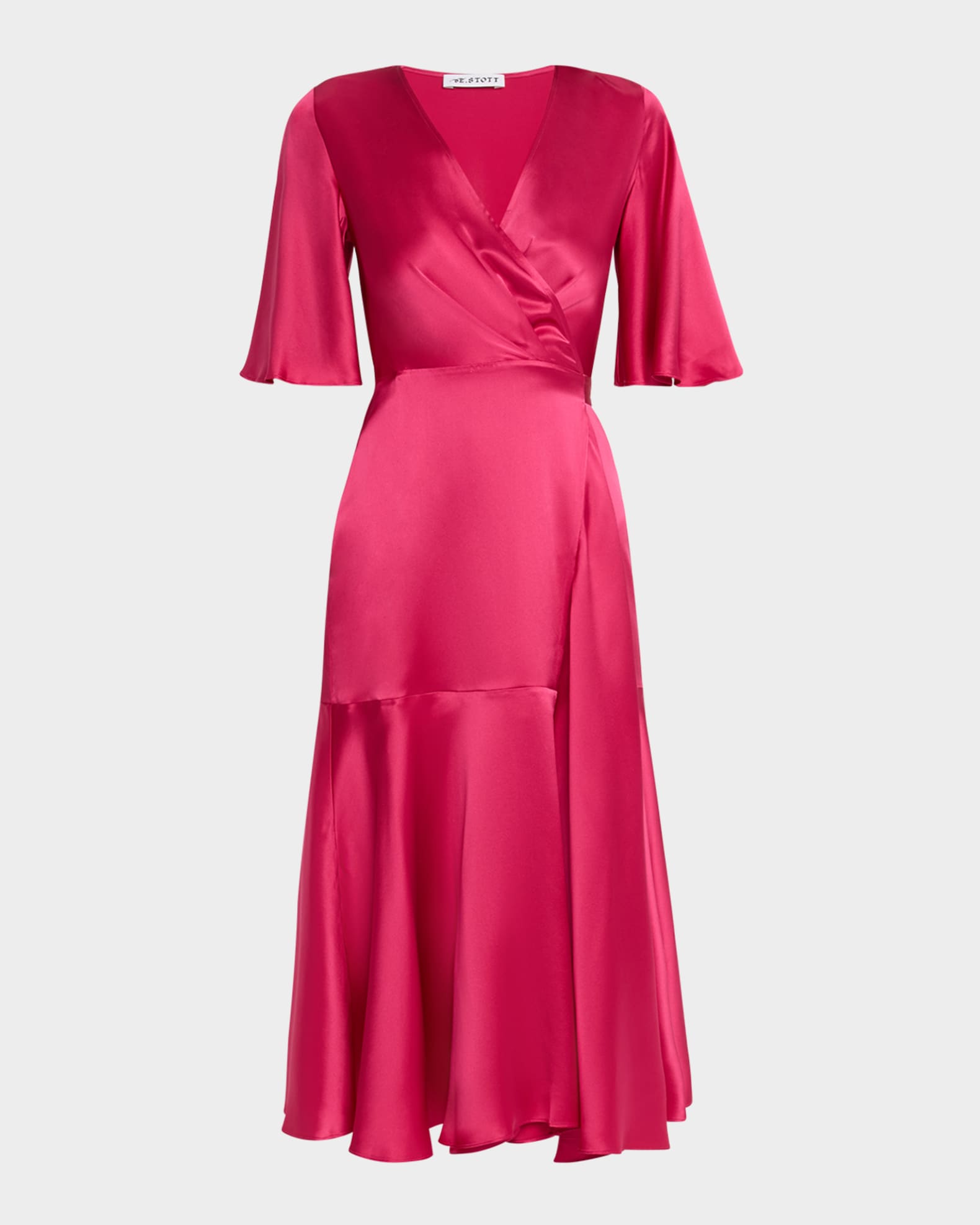 Lilibet Silk Satin Midi Wrap Dress 0
