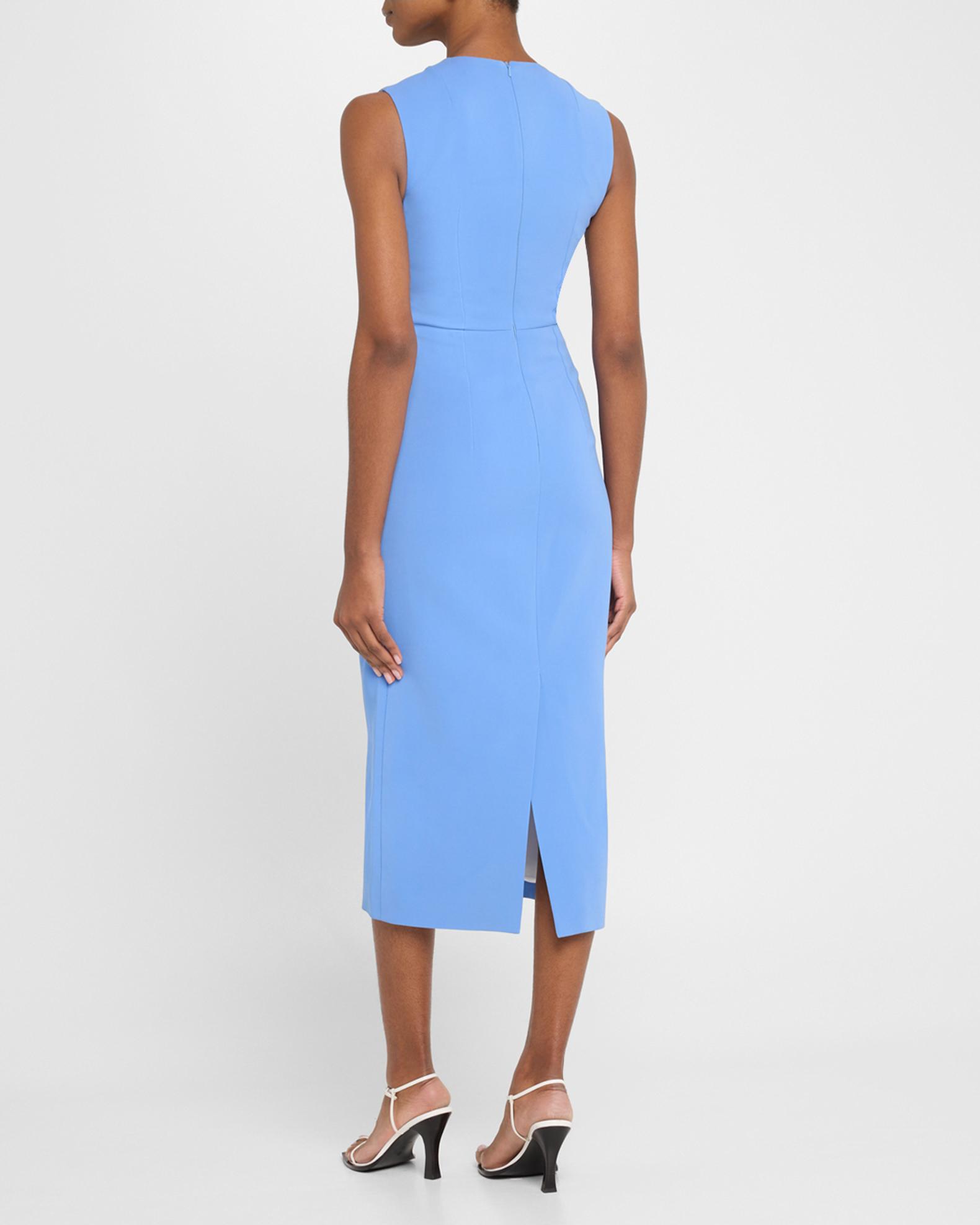 midi no ironwash and wear summer sleeveless dresses Orange Linen Midi Dress with Sleeveless V-Neck