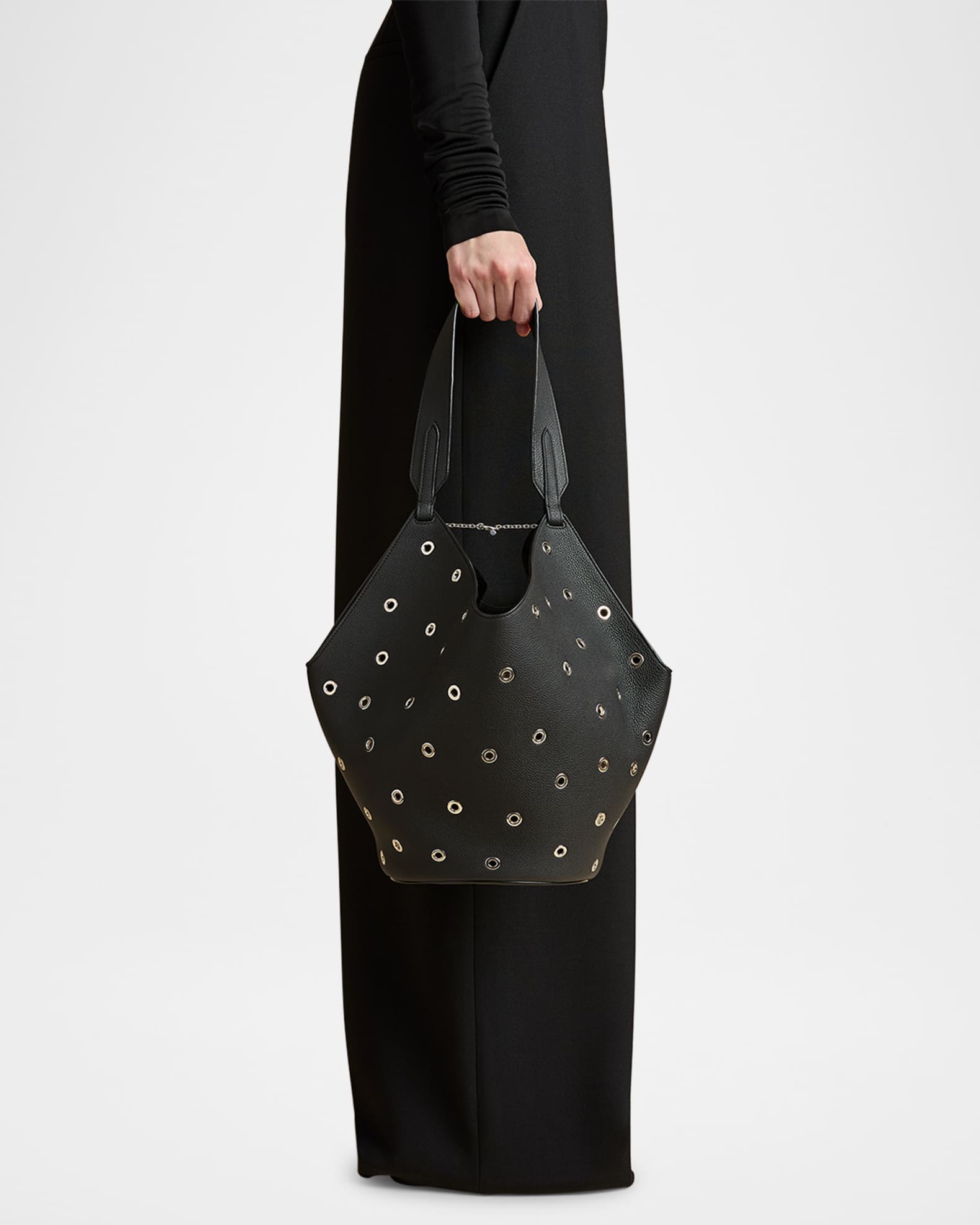 Lotus Small Grommet Calfskin Tote Bag 1