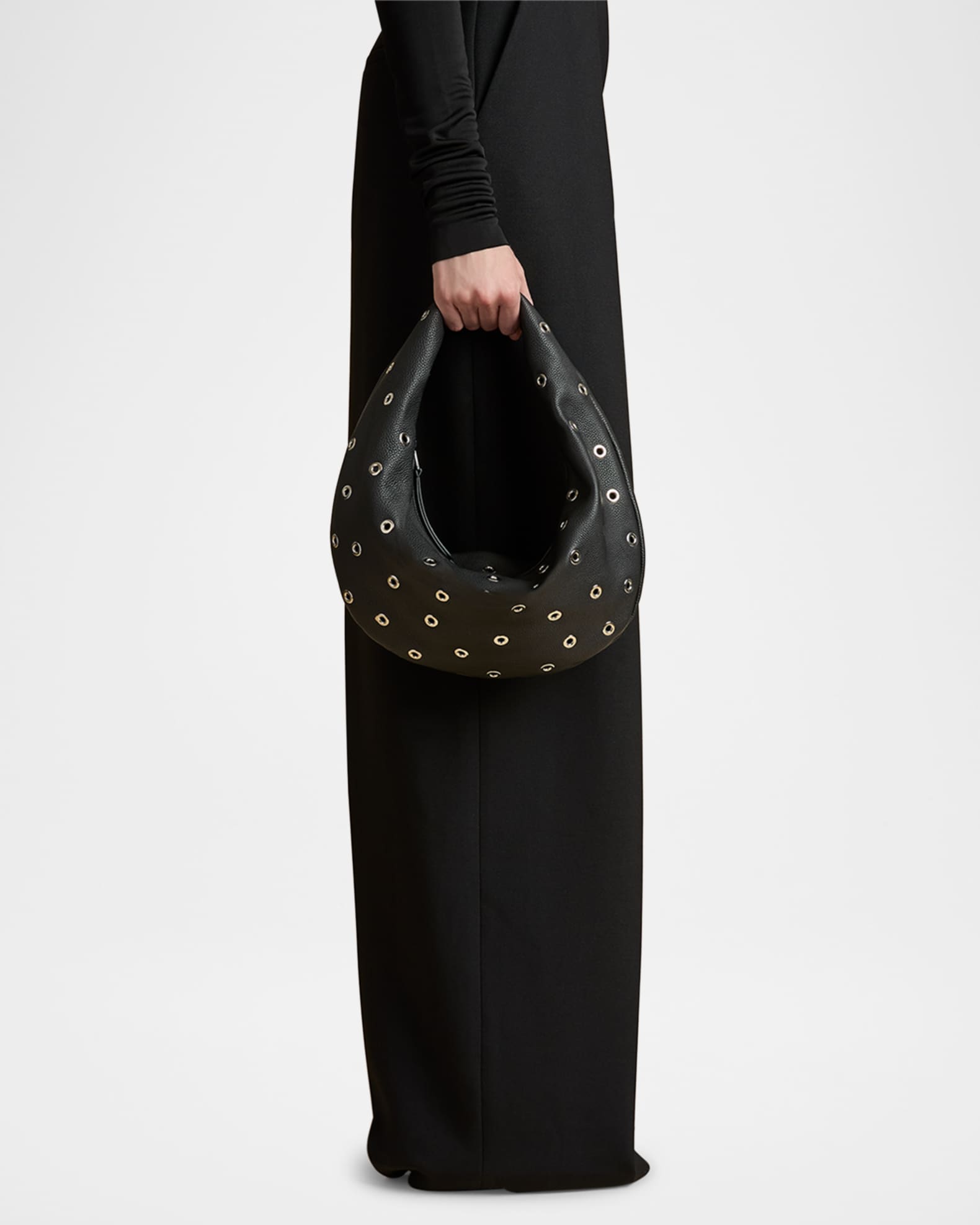Olivia Medium Grommet Pebbled Calfskin Hobo Bag 1