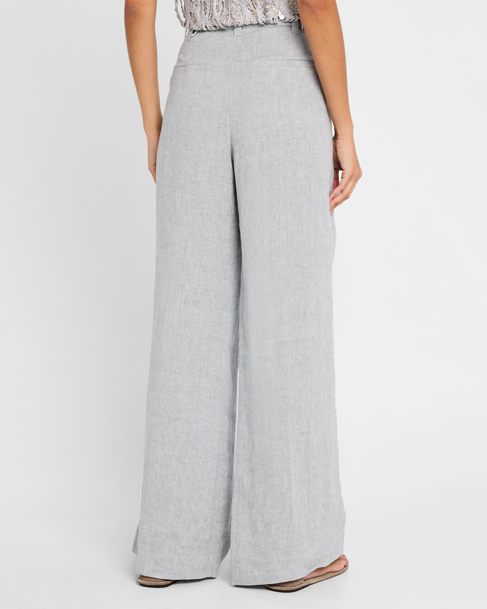 【関税＆送料込み】Brunello Cucinelli 'Sparkling' Pants Brunello Cucinelli Sparkling Linen Canvas Pleated Wide-Leg