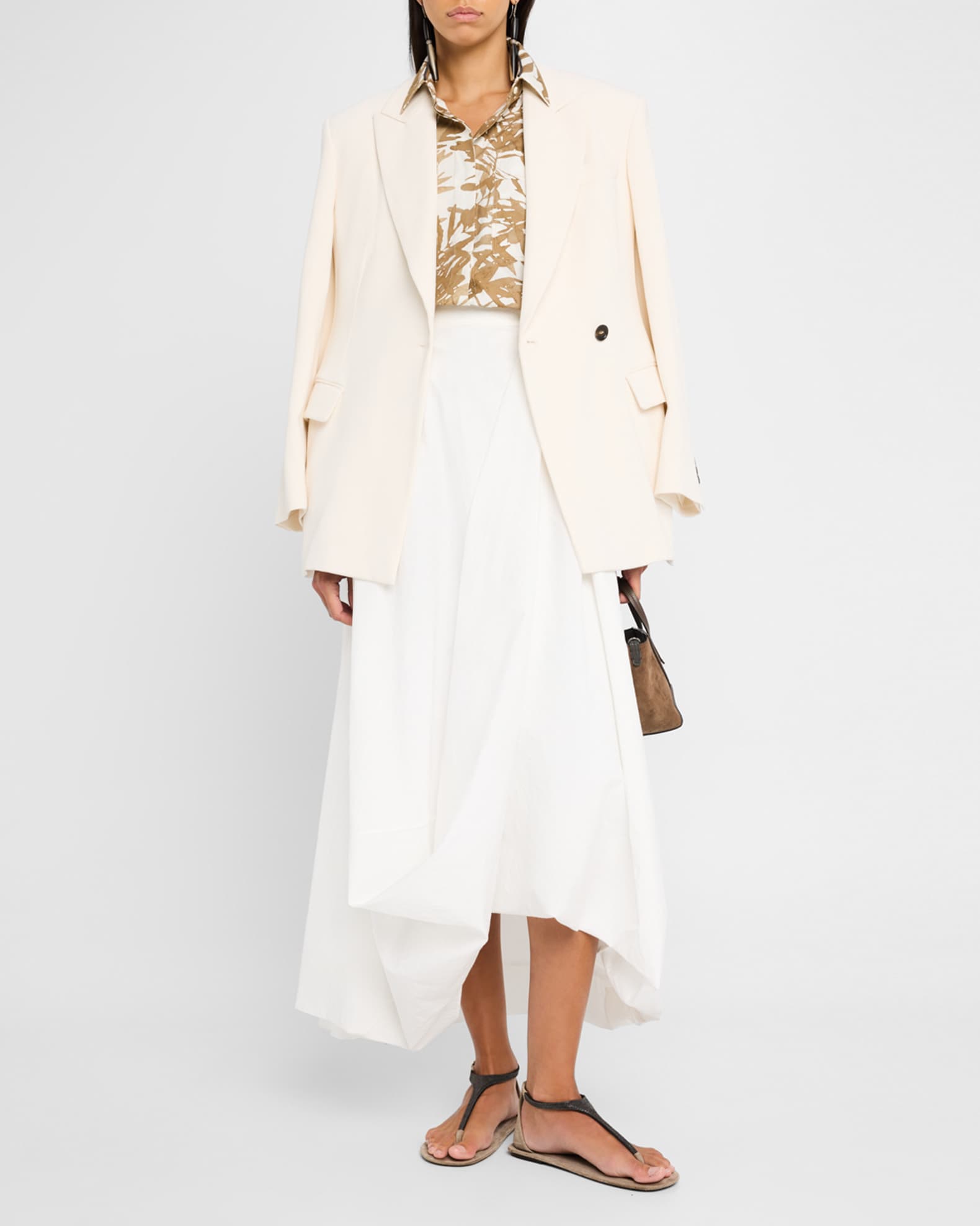 Diagonal Button-Front Viscose Blazer 1