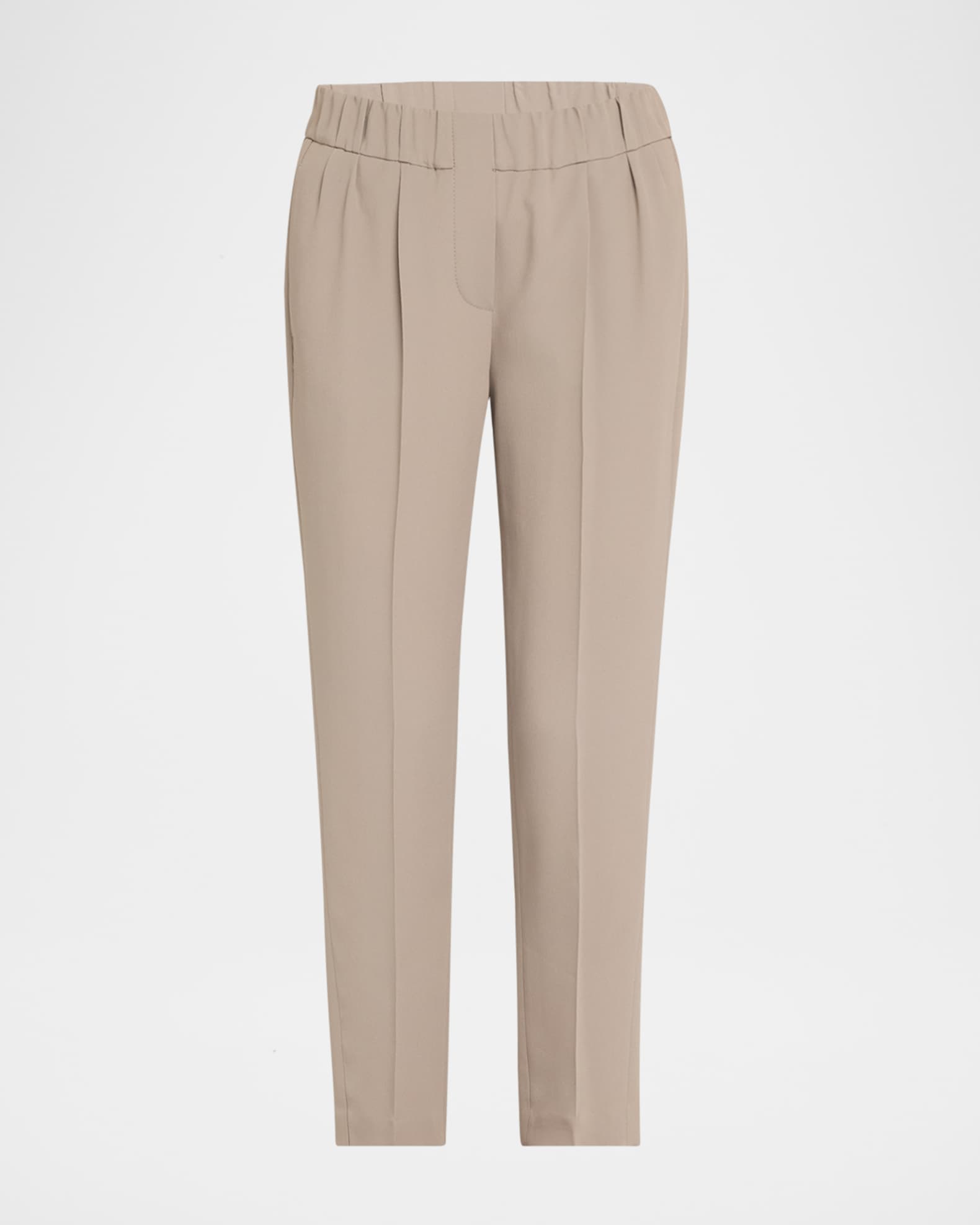 Straight-Leg Ankle Silk Pull-On Pants 0