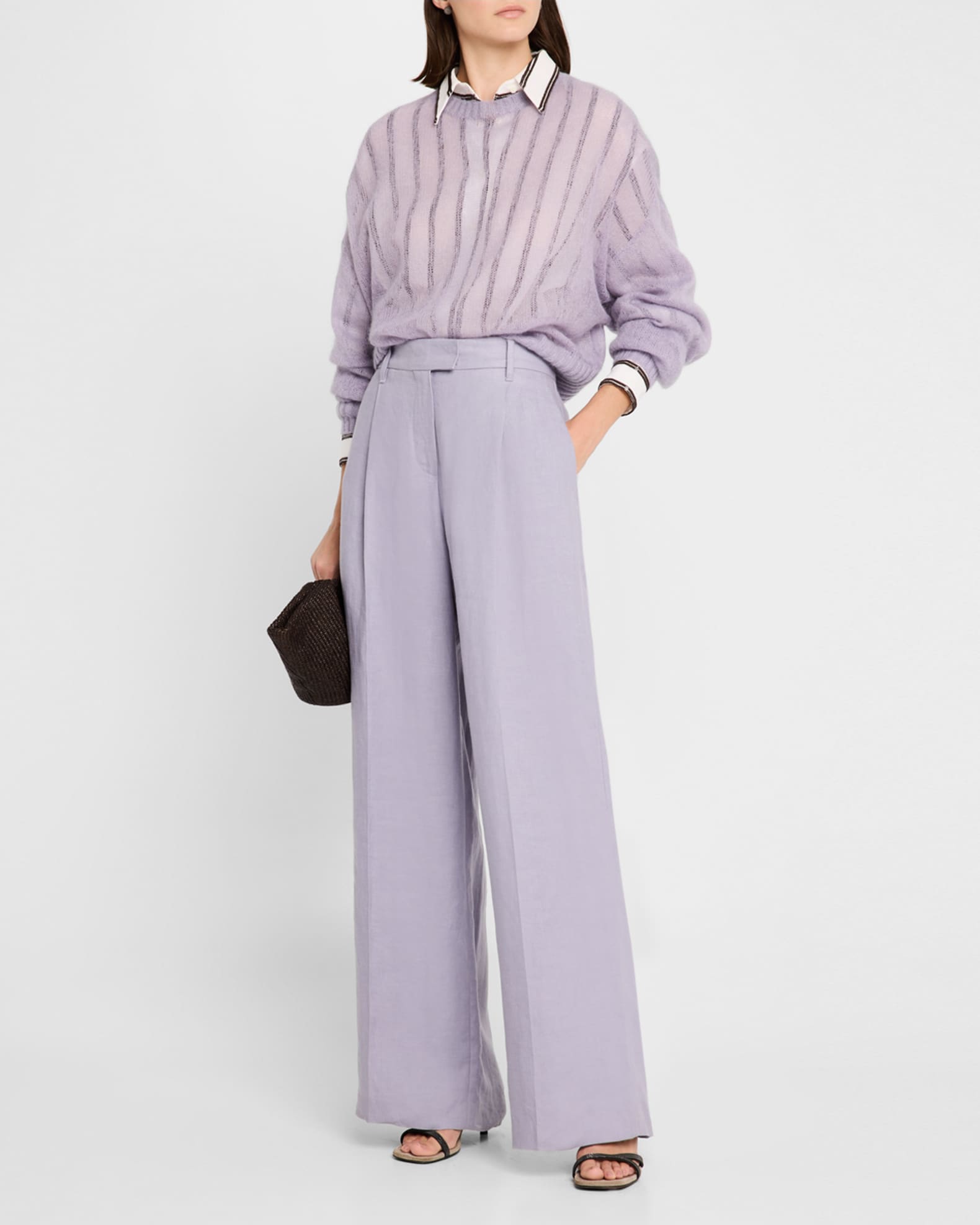 スカート BRUNELLO CUCINELLI Brunello Cucinelli Skirts Purple Brunello Cucinelli Mohair Shetland Gauze Knit Sweater