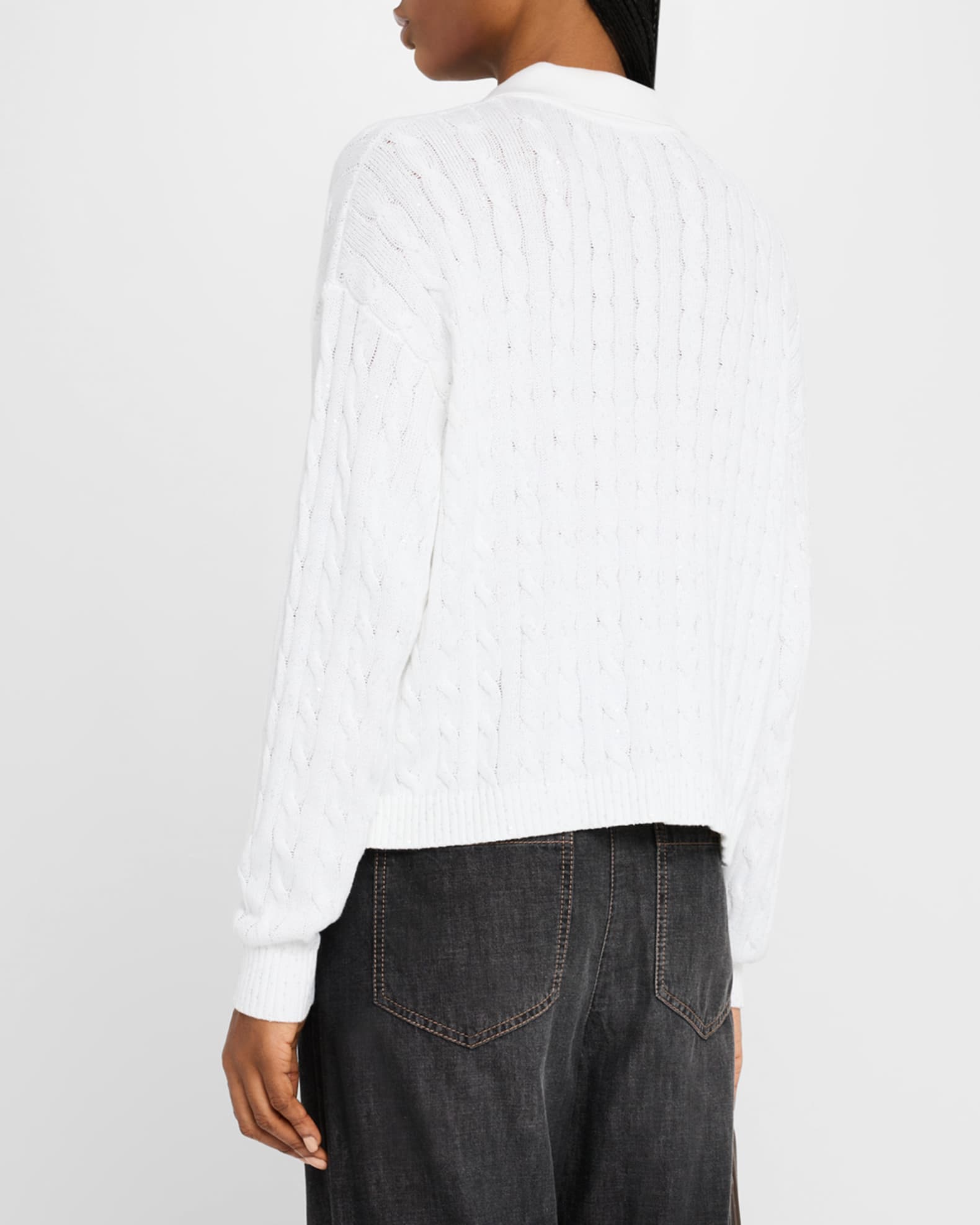 【関税＆送料込み】Brunello Cucinelli Double Cable Dazzling Brunello Cucinelli Dazzling Chiné Cable Knit Cardigan