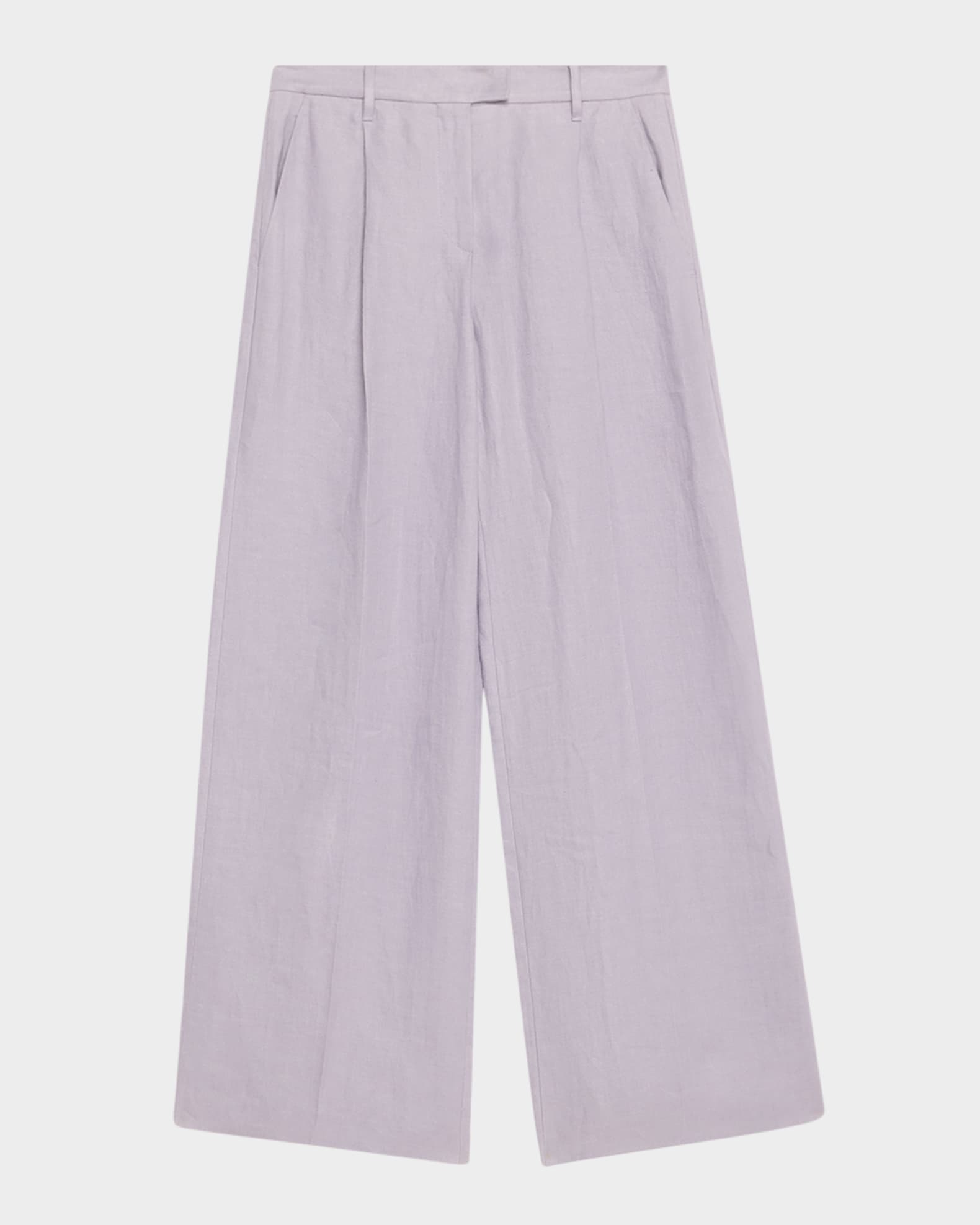 Brunello Cucinelli Pleated Wide Leg Hemp Linen Gabardine