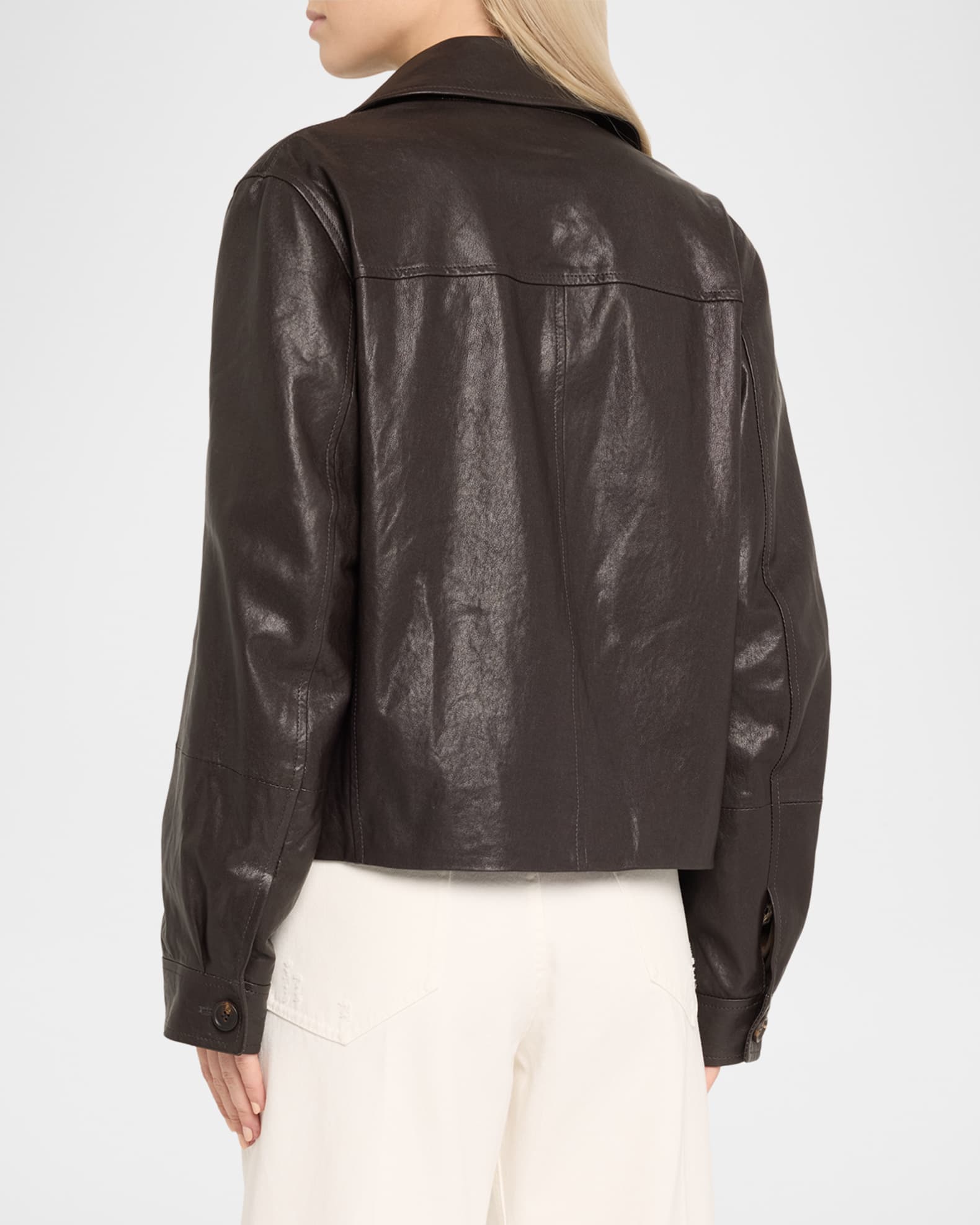 【スーパーセール】 Shiny Cucinelli Brunello Leather Jacket Double-Breasted ジャケット・アウター