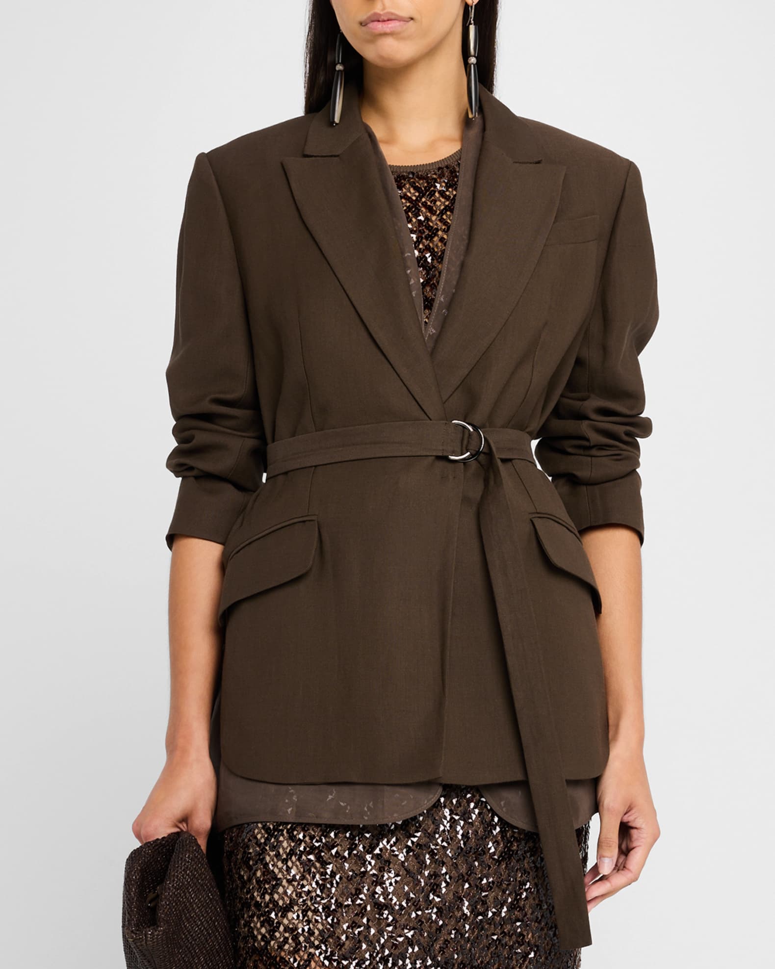 限定セール Brunello Marcus Neiman | Blazer Twill Linen Belted Cucinelli ジャケット・アウター