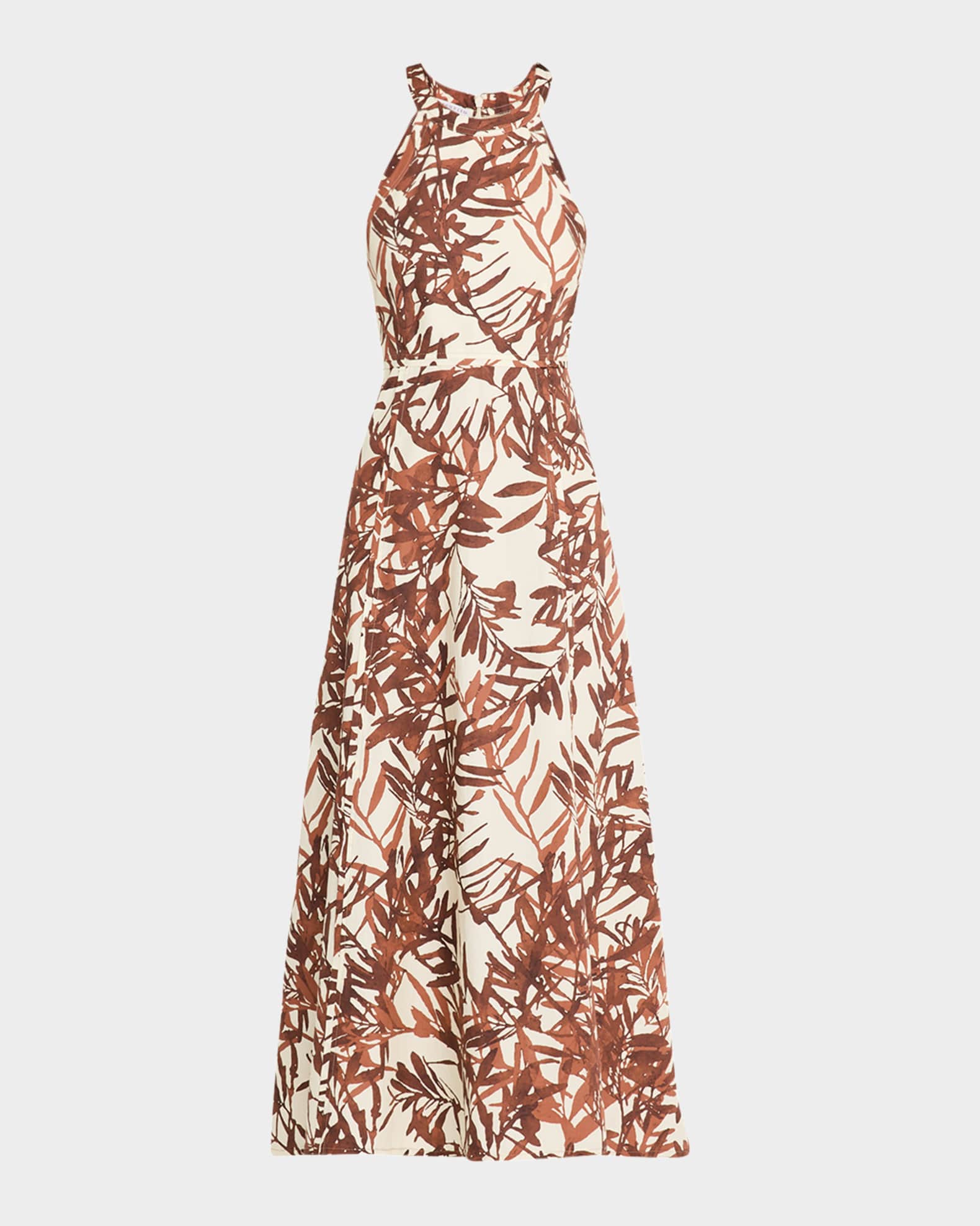 Herbarium Print Cotton Poplin Halterneck Volume Dress 0