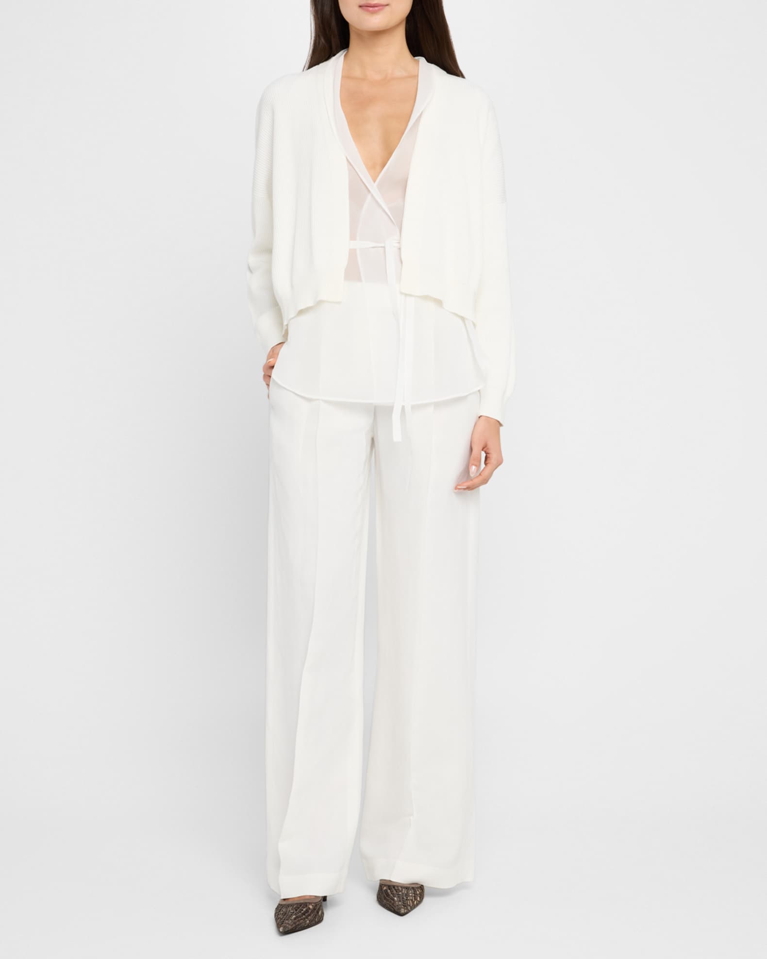 Layered Golf  Cotton Organza Cardigan - Thumbnail 2