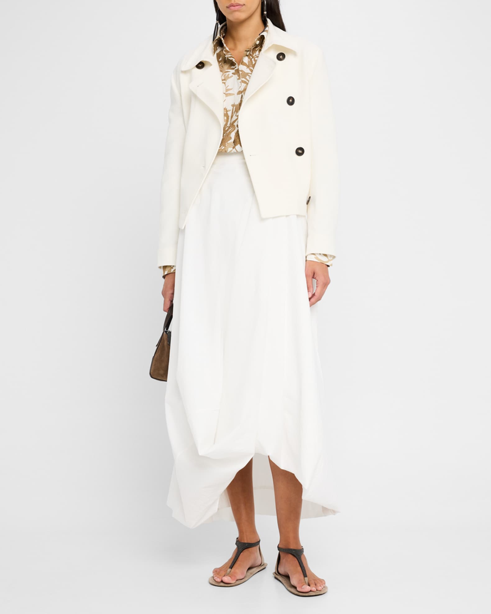 スカート Brunello Cucinelli Ballon Cotton Blend Skirt Bubble Hem skirt for Woman in White | Brunello Cucinelli