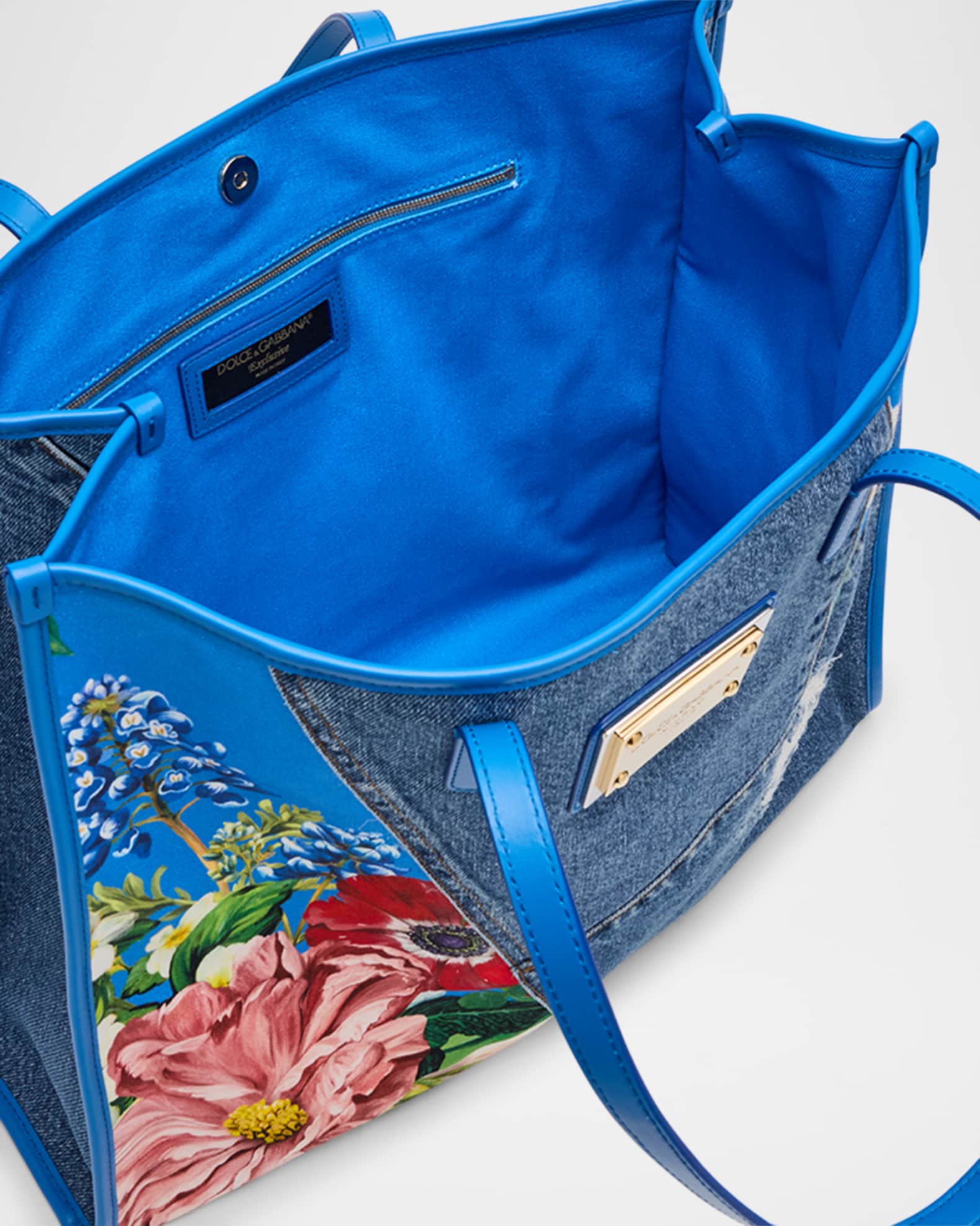 Dolce&Gabbana Floral Denim Tote Bag | Neiman Marcus