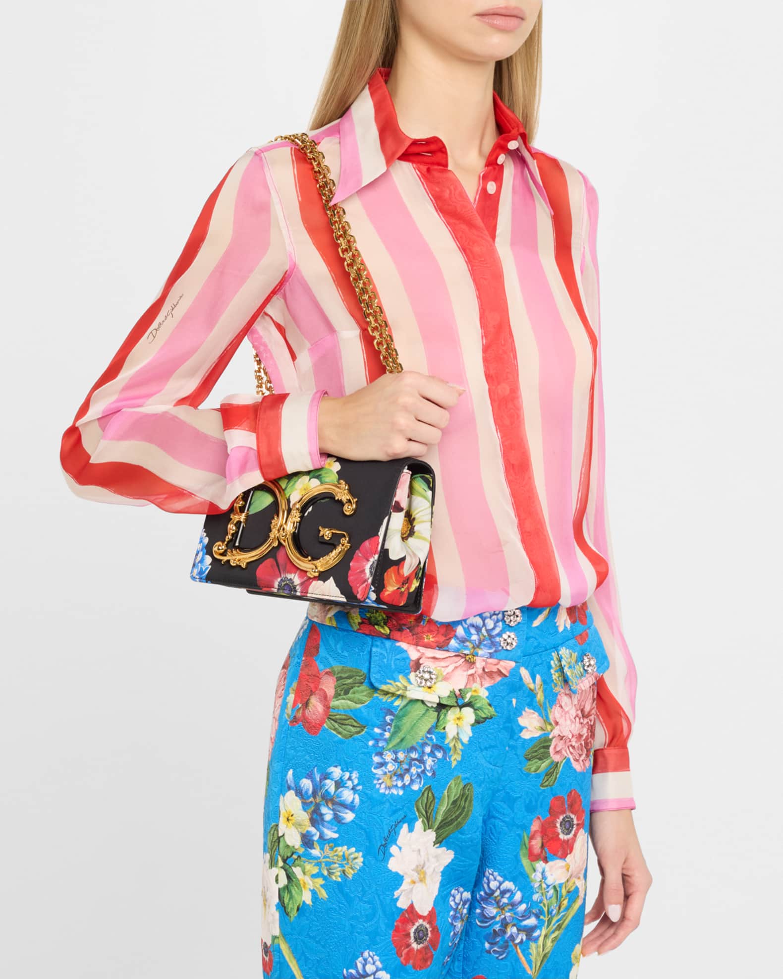 Dolce&Gabbana DG Girls Floral Flap Chain Crossbody Bag