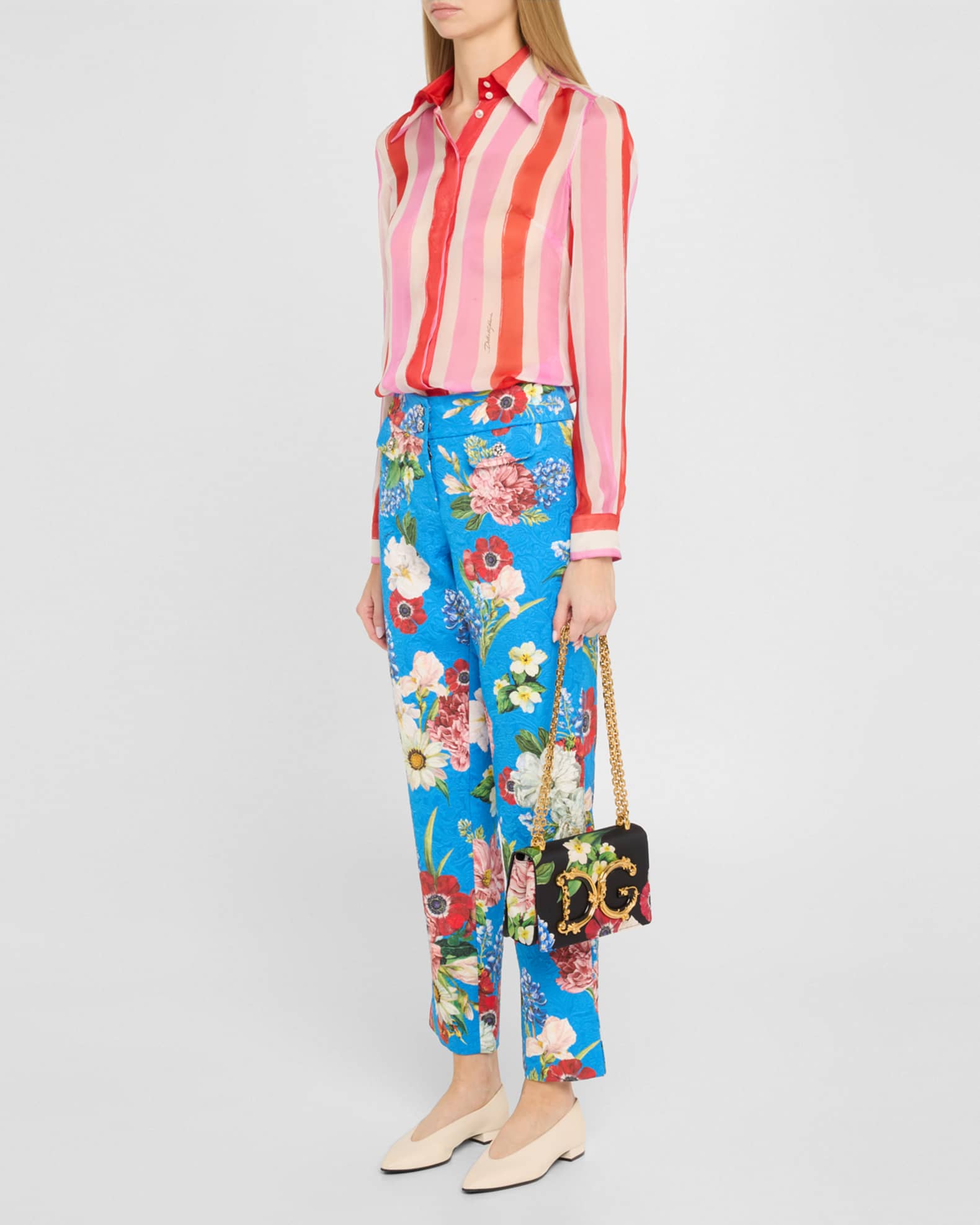 Dolce&Gabbana DG Girls Floral Flap Chain Crossbody Bag