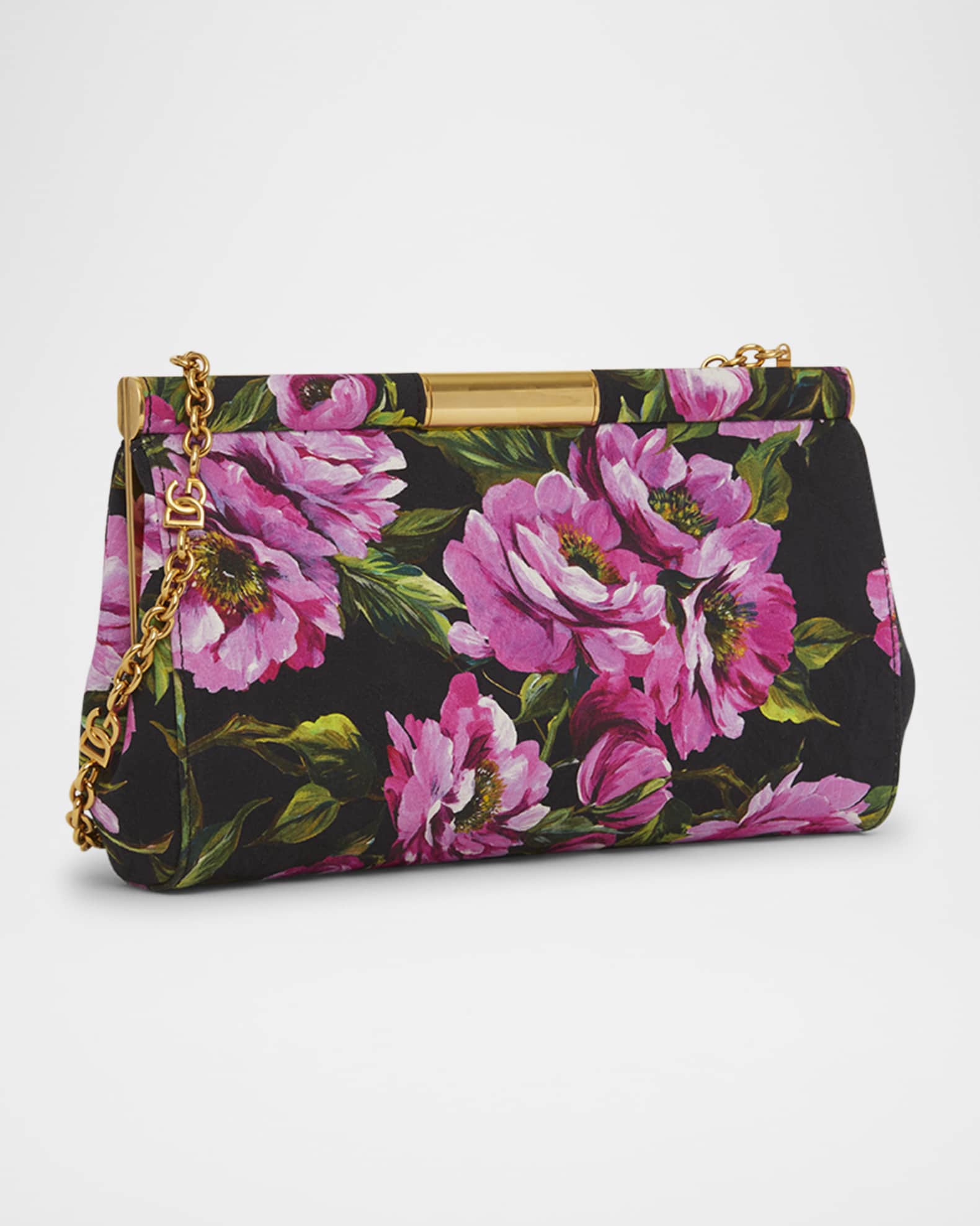 Dolce&Gabbana Marlene Medium Flower-Print Clutch Bag