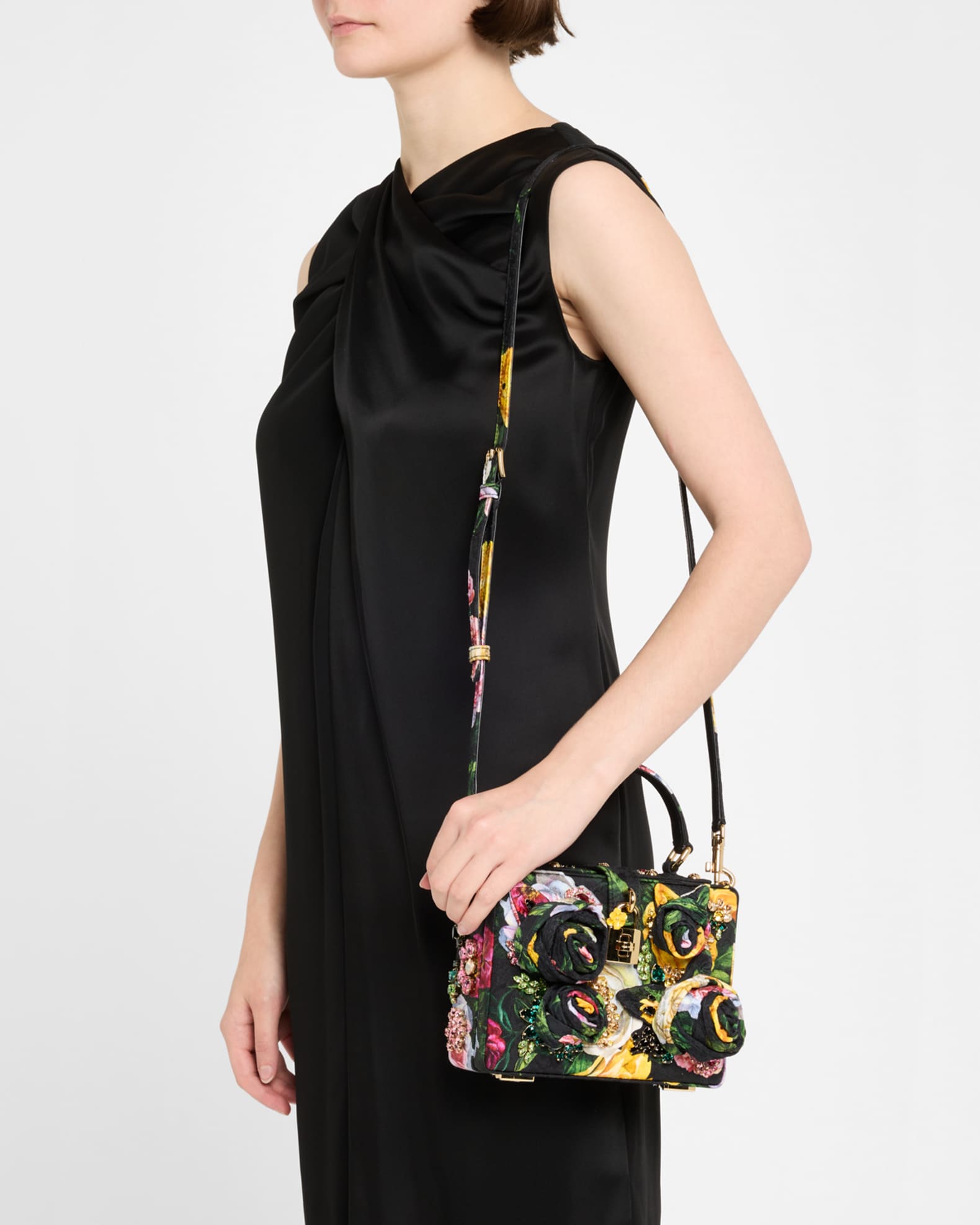 Flower Brocade Embellished Box Top-Handle Bag 1