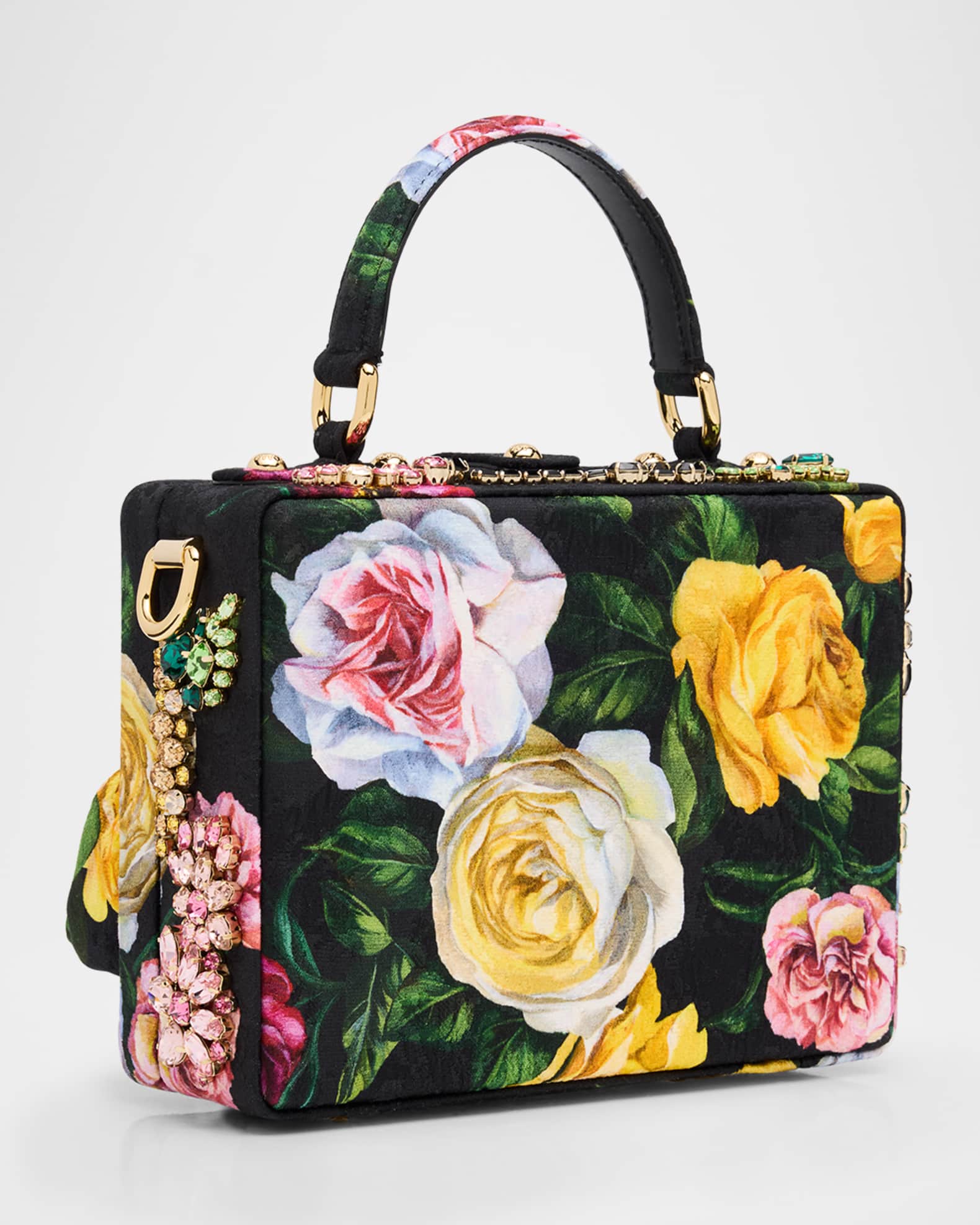 Dolce&Gabbana Flower Brocade Embellished Box Top-Handle Bag